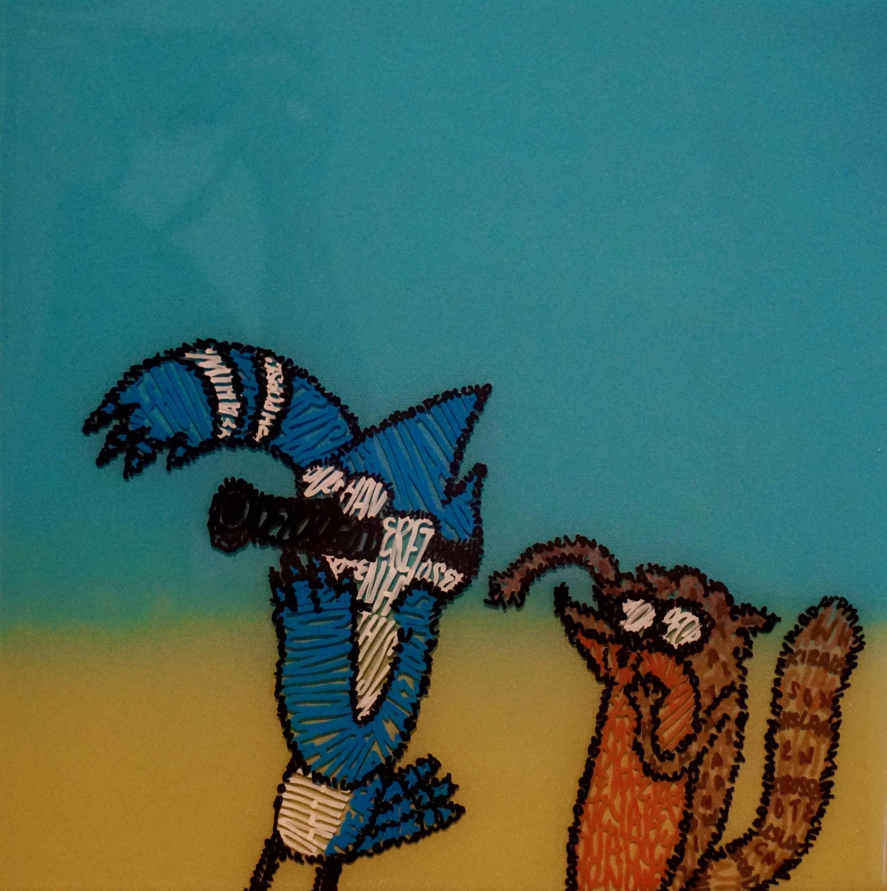 Mordecai and Rigby - Painting by Kira Lee