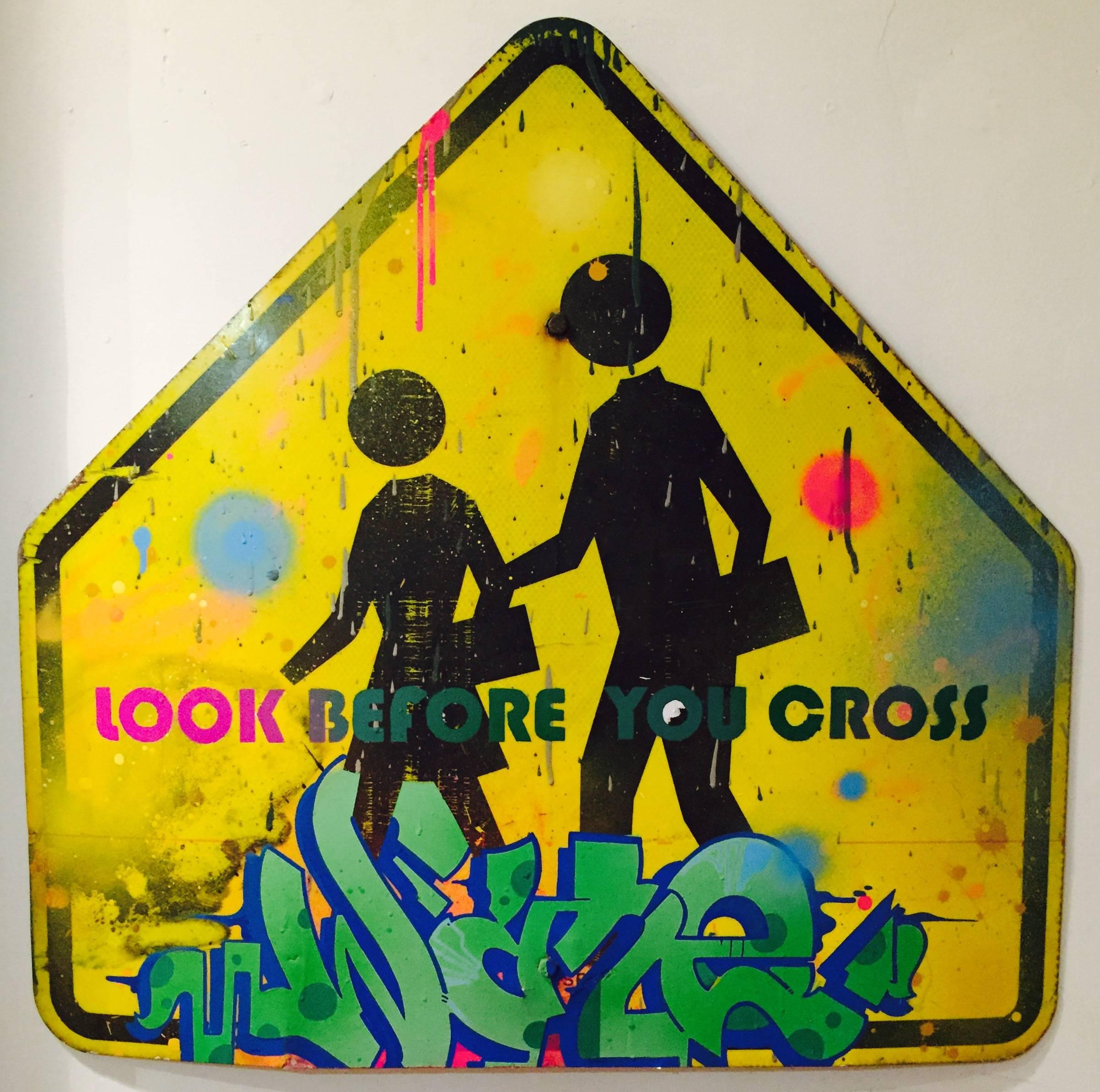 Look Before You Cross - Mixed Media Art by Wane One