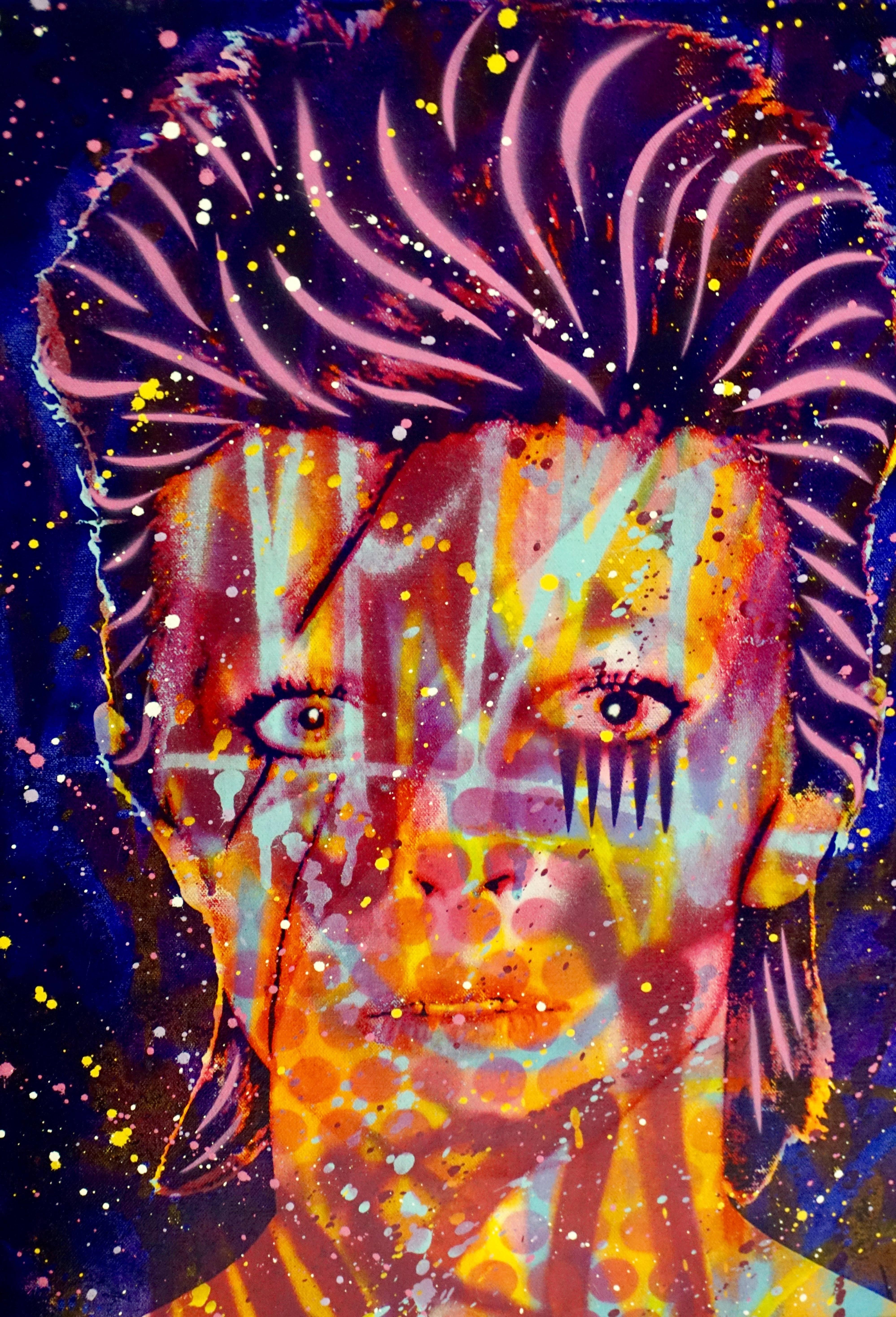 David Bowie Jagged Tears - Street Art Mixed Media Art by Rene Gagnon