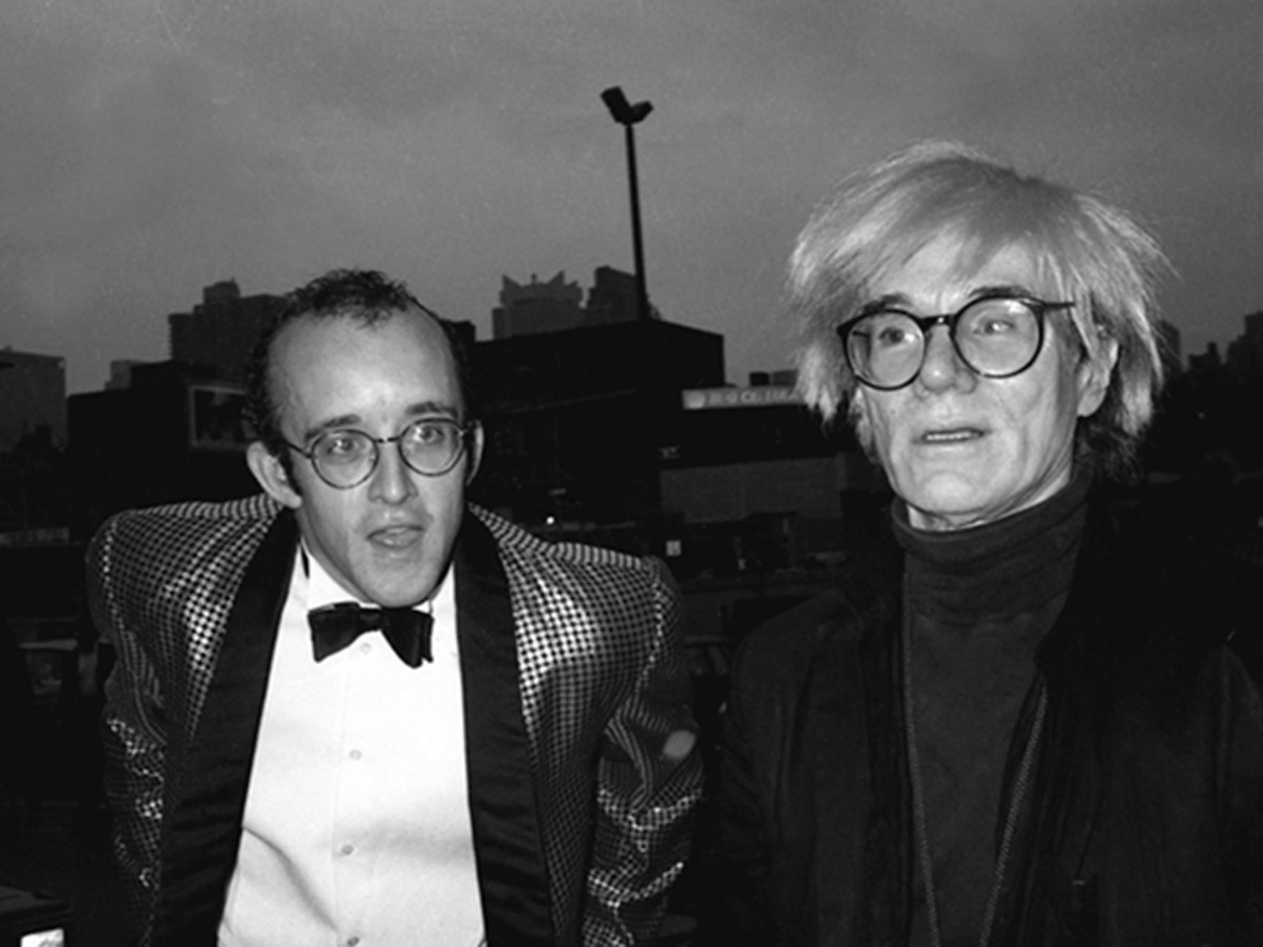 Ricky Powell Black and White Photograph - Keith Haring and Andy Warhol