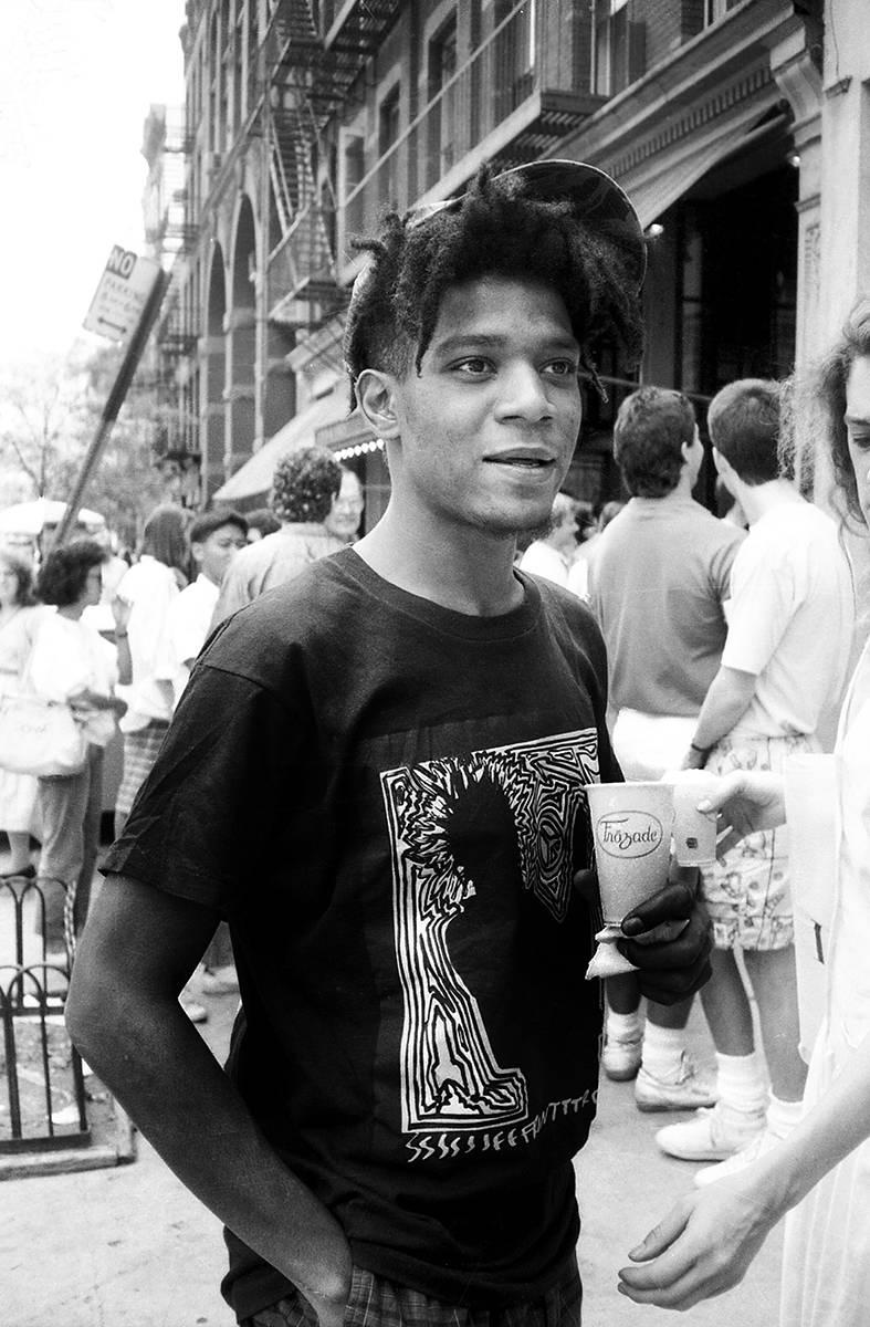 Ricky Powell Black and White Photograph - Jean Michel Basquiat