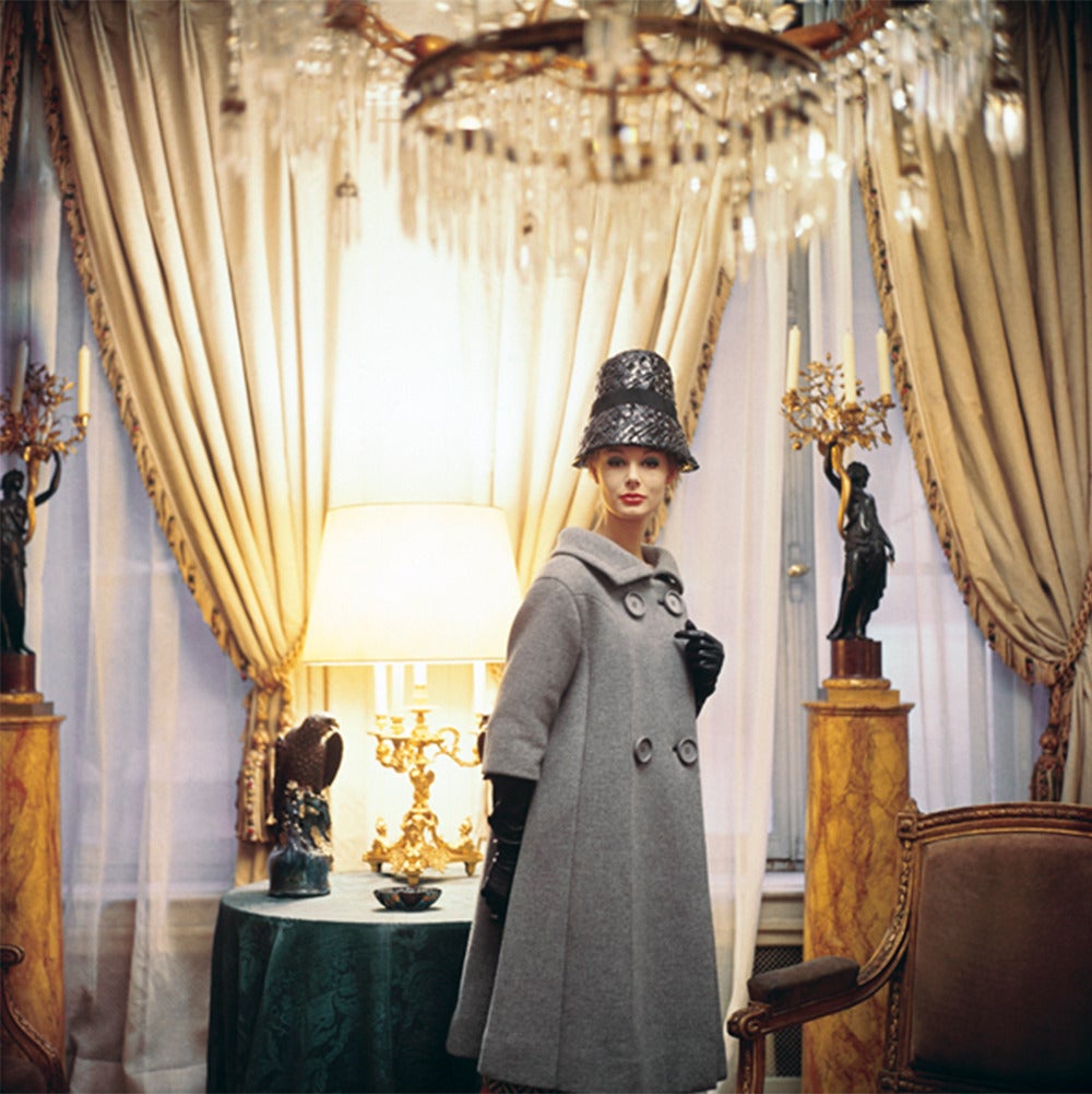 Mark Shaw Color Photograph - Monique Chevalier in Dior Bucket Hat in Suzanne Luling's Home