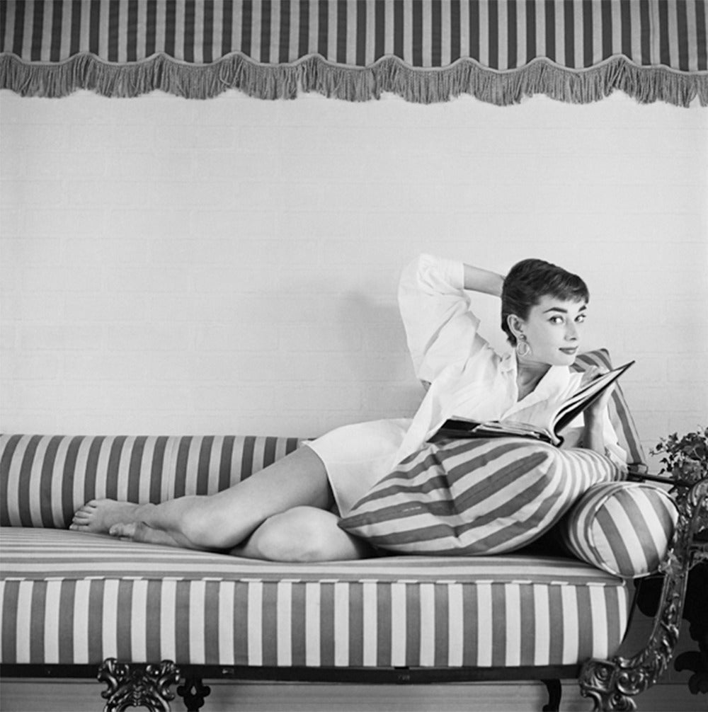 Mark Shaw Black and White Photograph - Audrey Hepburn at Home