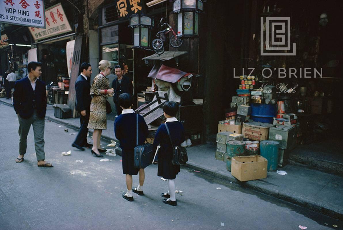 Mark Shaw Color Photograph - Tiger Morse in Leopard Print, School Girls, 1962.