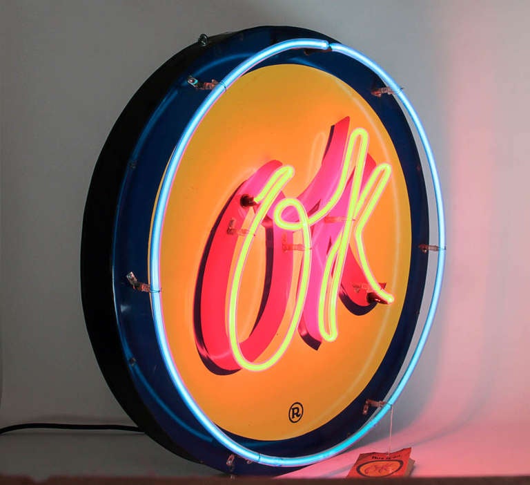 American Art Deco Neon OK Chevrolet Used Truck Sign For Sale 4