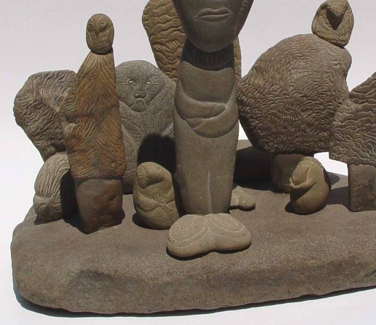 Gardien de la Forêt-Orient - Gris Figurative Sculpture par David George Marshall