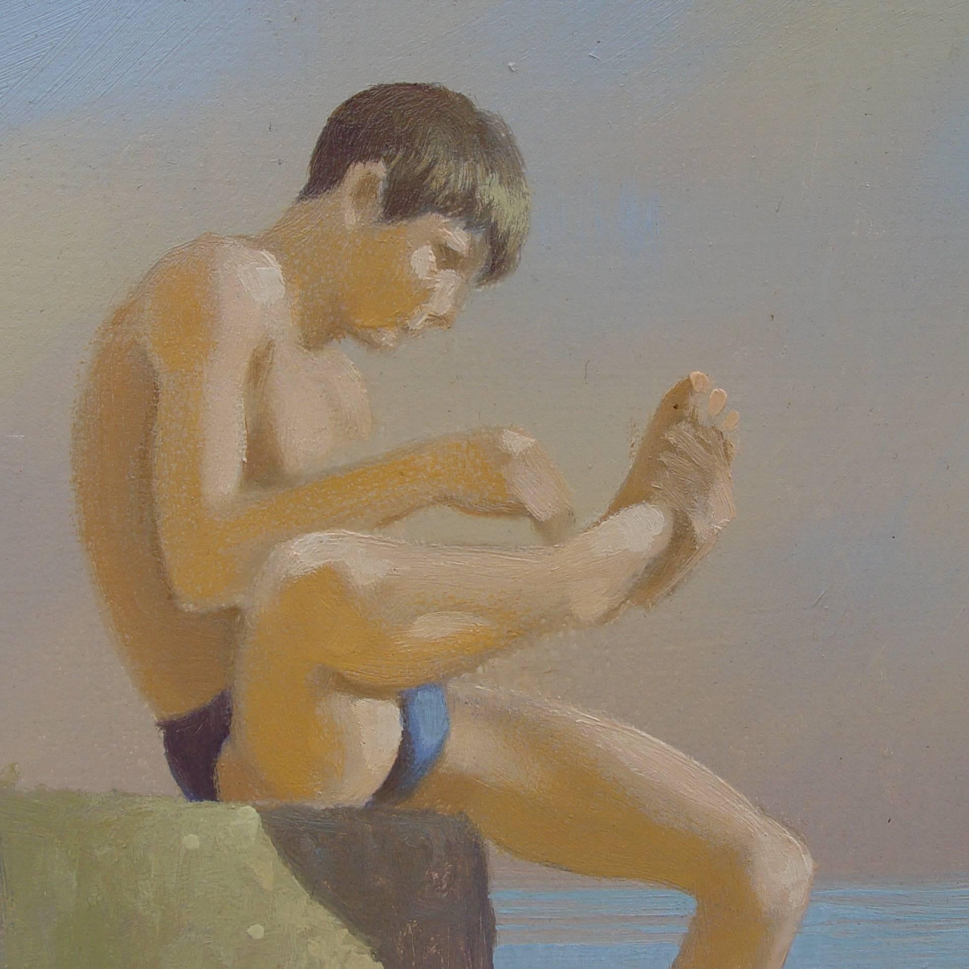 Robert Bliss Nude Painting - Boy on a Seawall