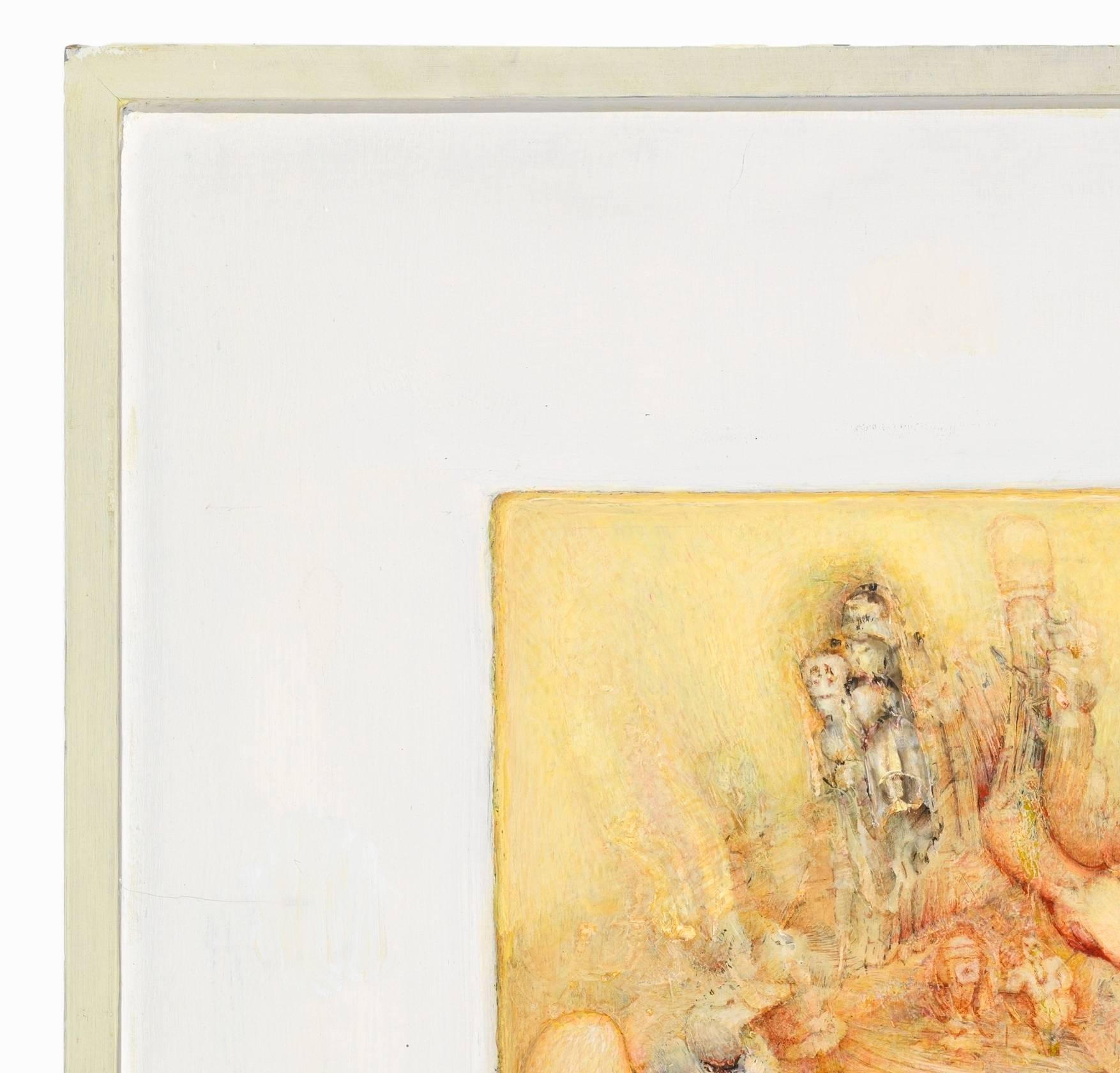 GREGORY GILLESPIE (1936-2000)
Der Traum von Goldie, 1999
Öl auf Platte
20 1/8 x 19 5/8 Zoll
Verso signiert: Greg Gillespie
Original-Rahmen

PROVENIENZ

Forum Gallery, New York, New York (Etikett verso)
Nielson Gallery, Boston,