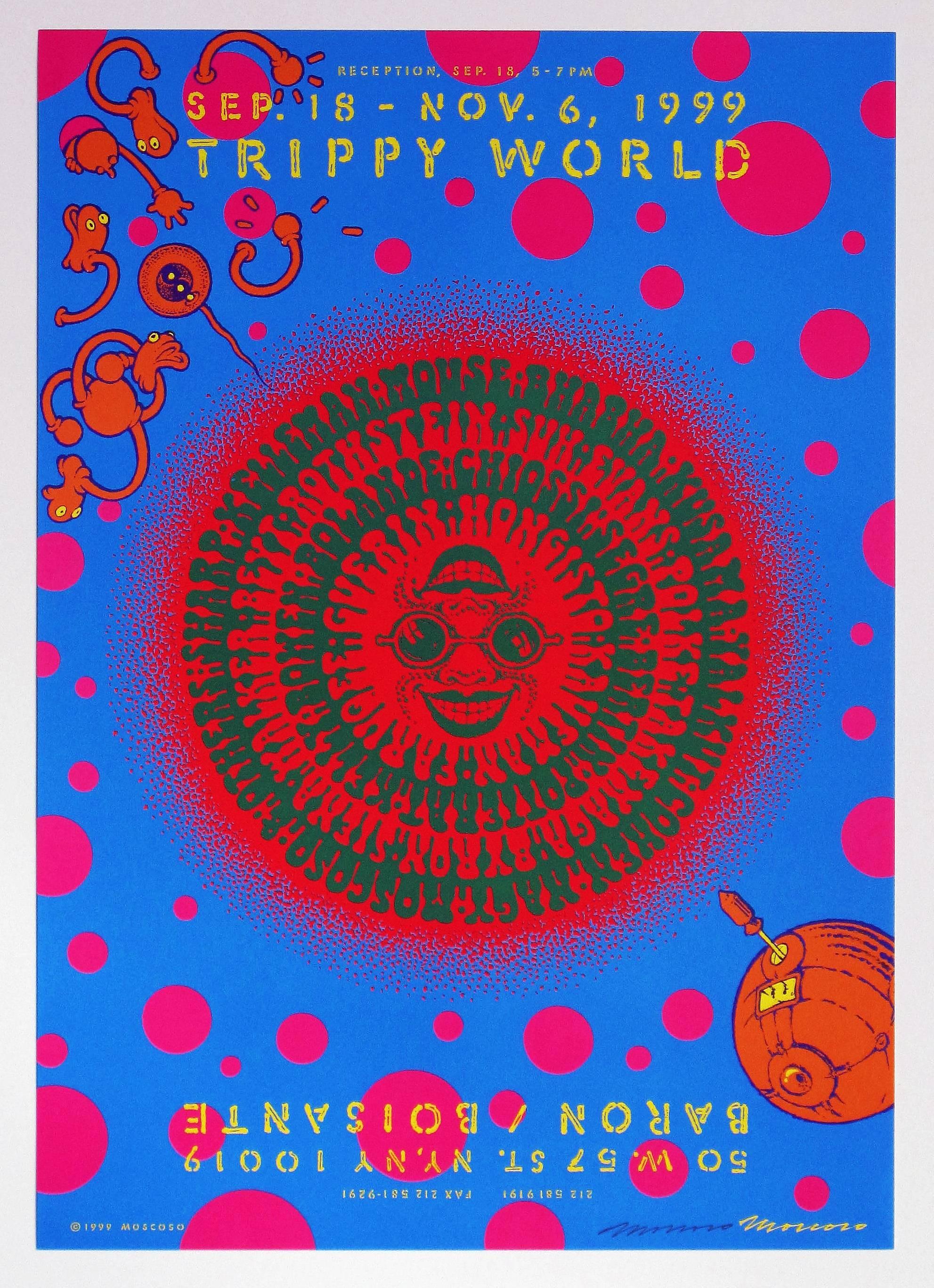 Victor Moscoso Print - Trippy World Signed Exhibition Poster (Psychedelic) 