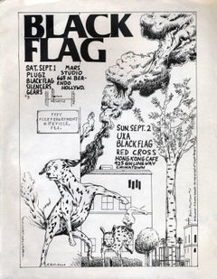 Vintage Raymond Pettibon, Illustrated Punk Flyer (Black Flag)