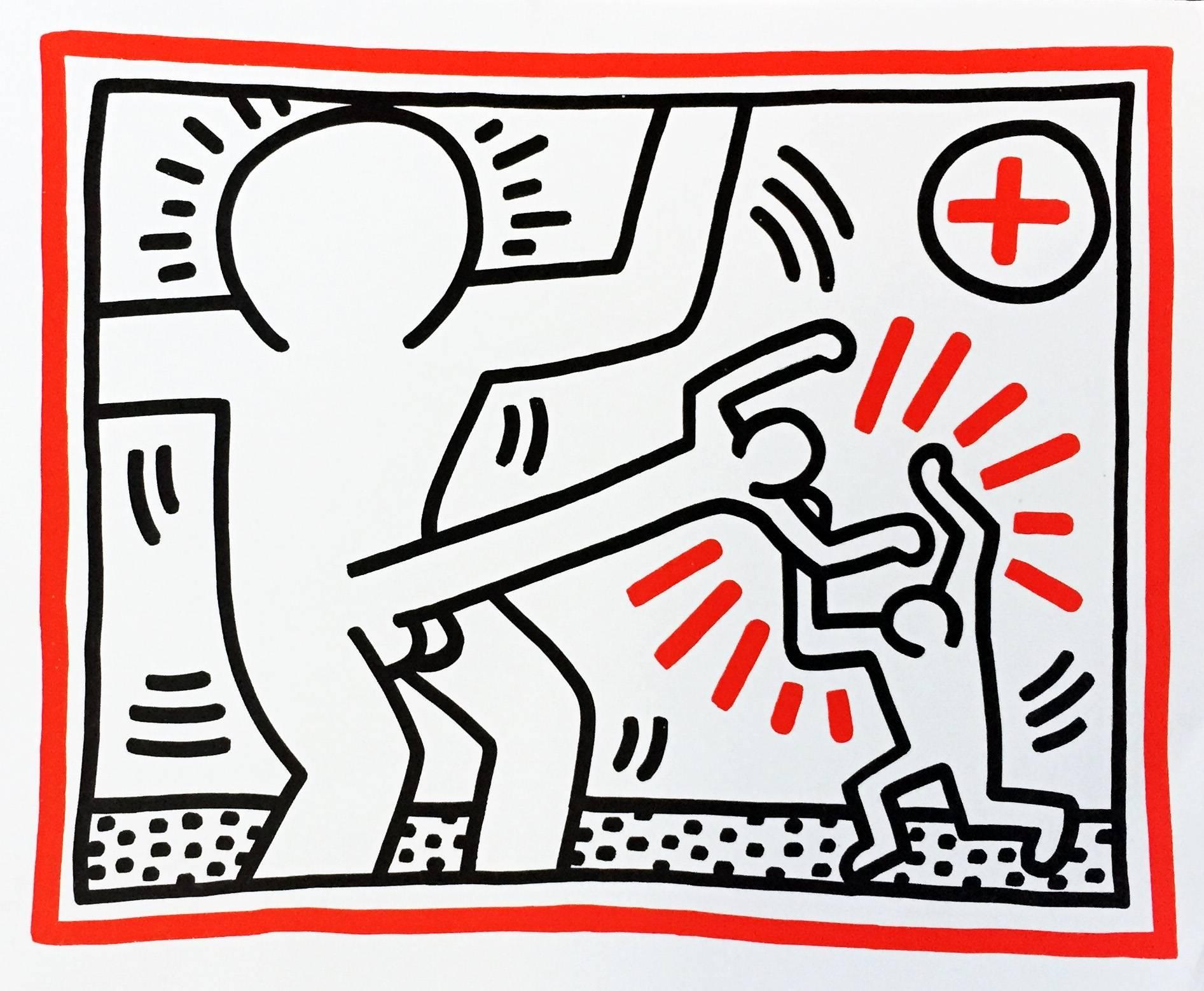 Rare Haring announcement card, Munich, Germany - Art by (after) Keith Haring