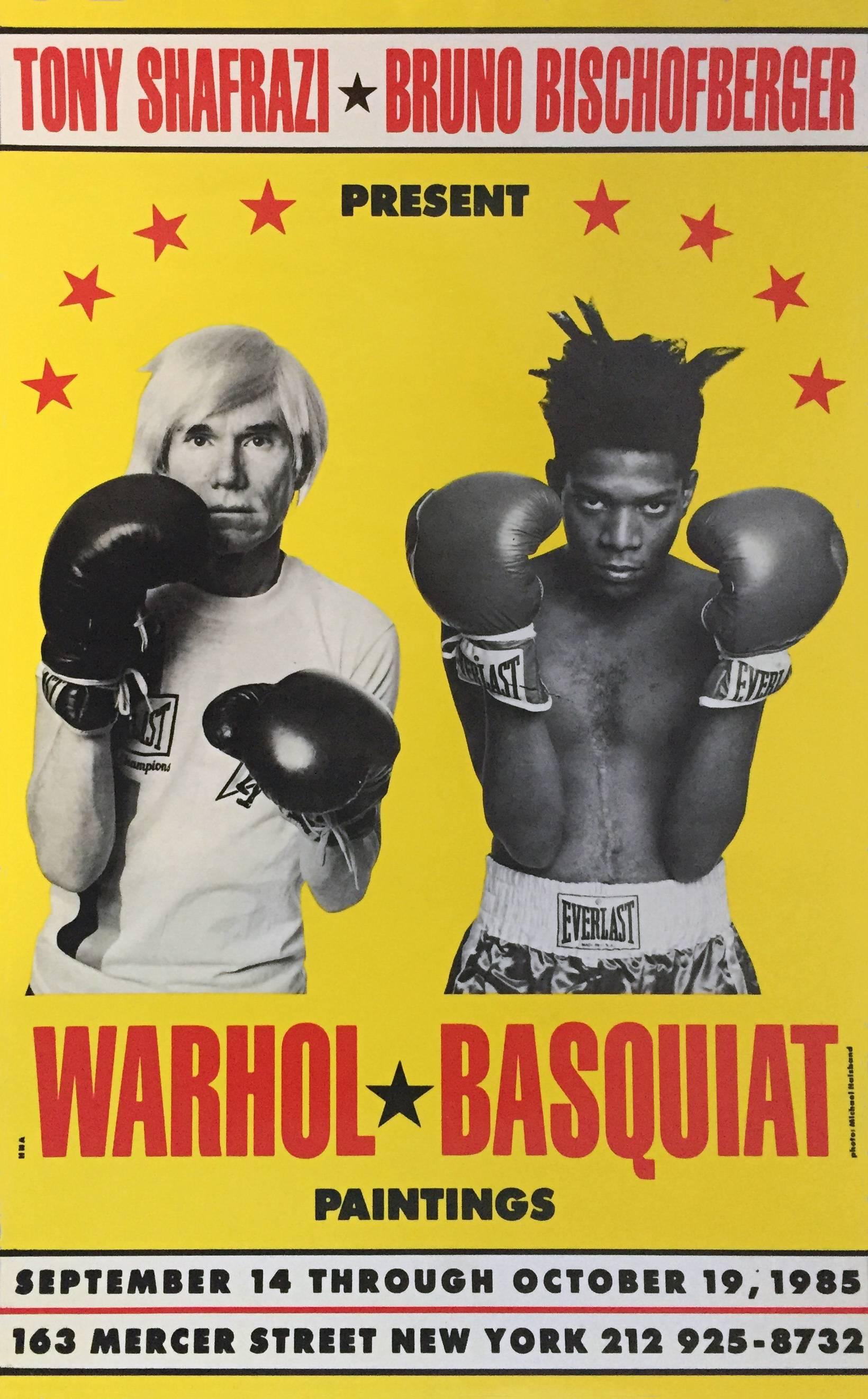 Warhol Basquiat Paintings Exhibit Poster (Shafrazi gallery) - Print by Michael Halsband