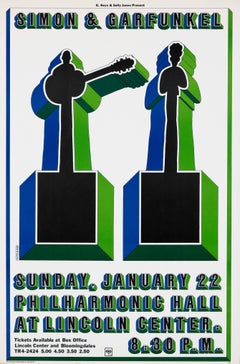 Vintage Original Simon and Garfunkel Concert Poster, Milton Glaser, New York, 