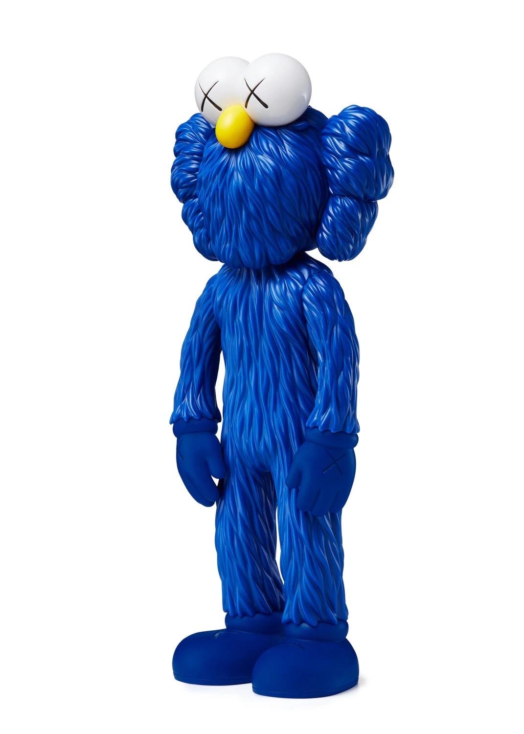 KAWS Blue BFF Companion (vinyl), new in its original packaging. 
A well-received work and variation of KAWS' large scale BFF sculpture in Los Angeles's Playa Vista neighborhood. 

Medium: Painted Vinyl Cast Resin Figure.
Published by Medicom Japan.