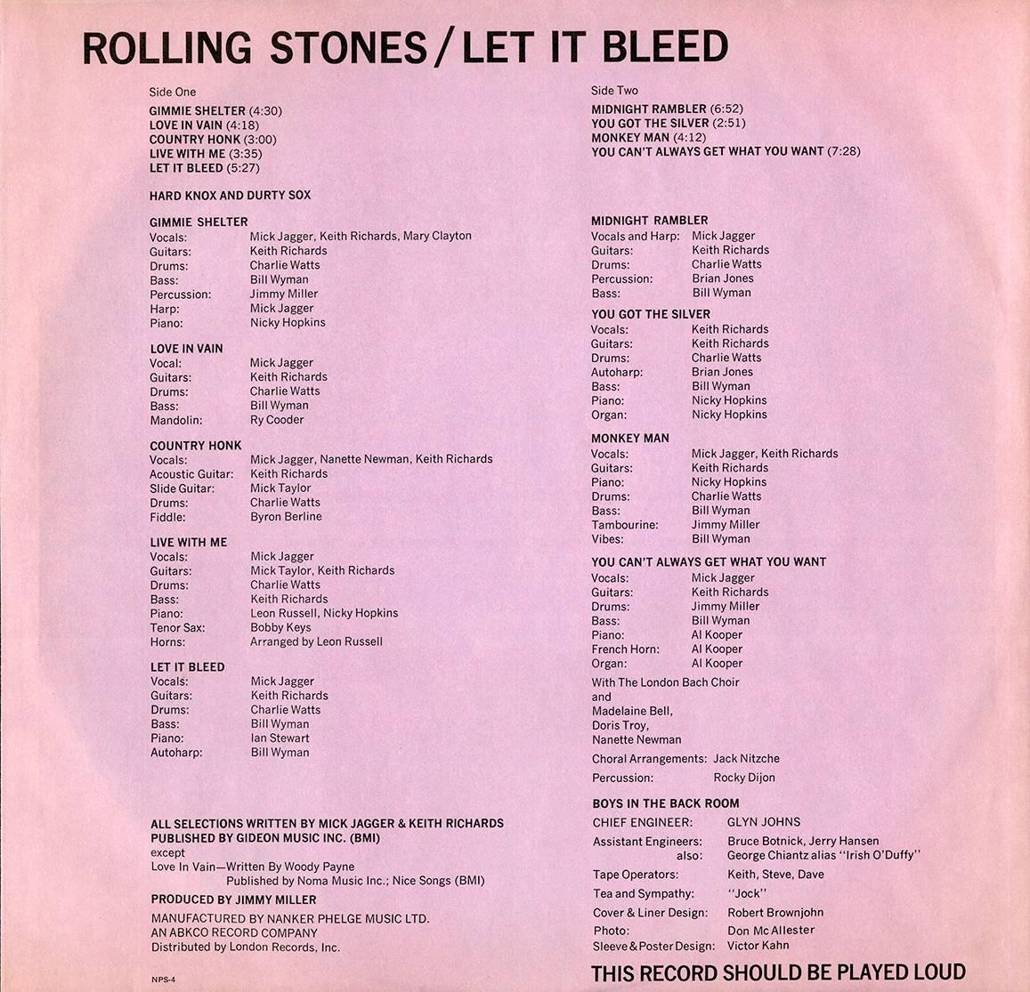 rolling stones vinyl let it bleed