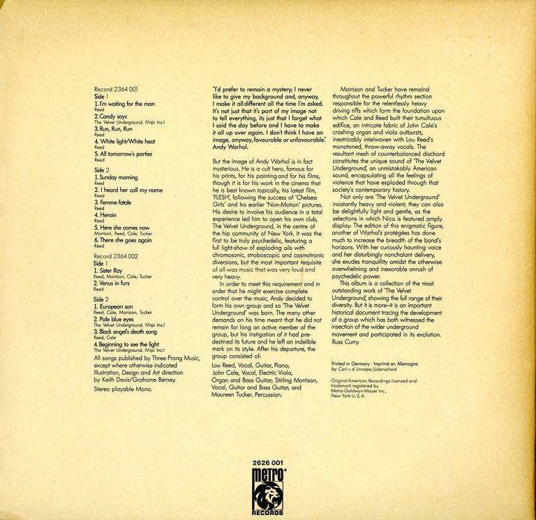 Andy Warhols Velvet Underground Vinyl Record Album - 