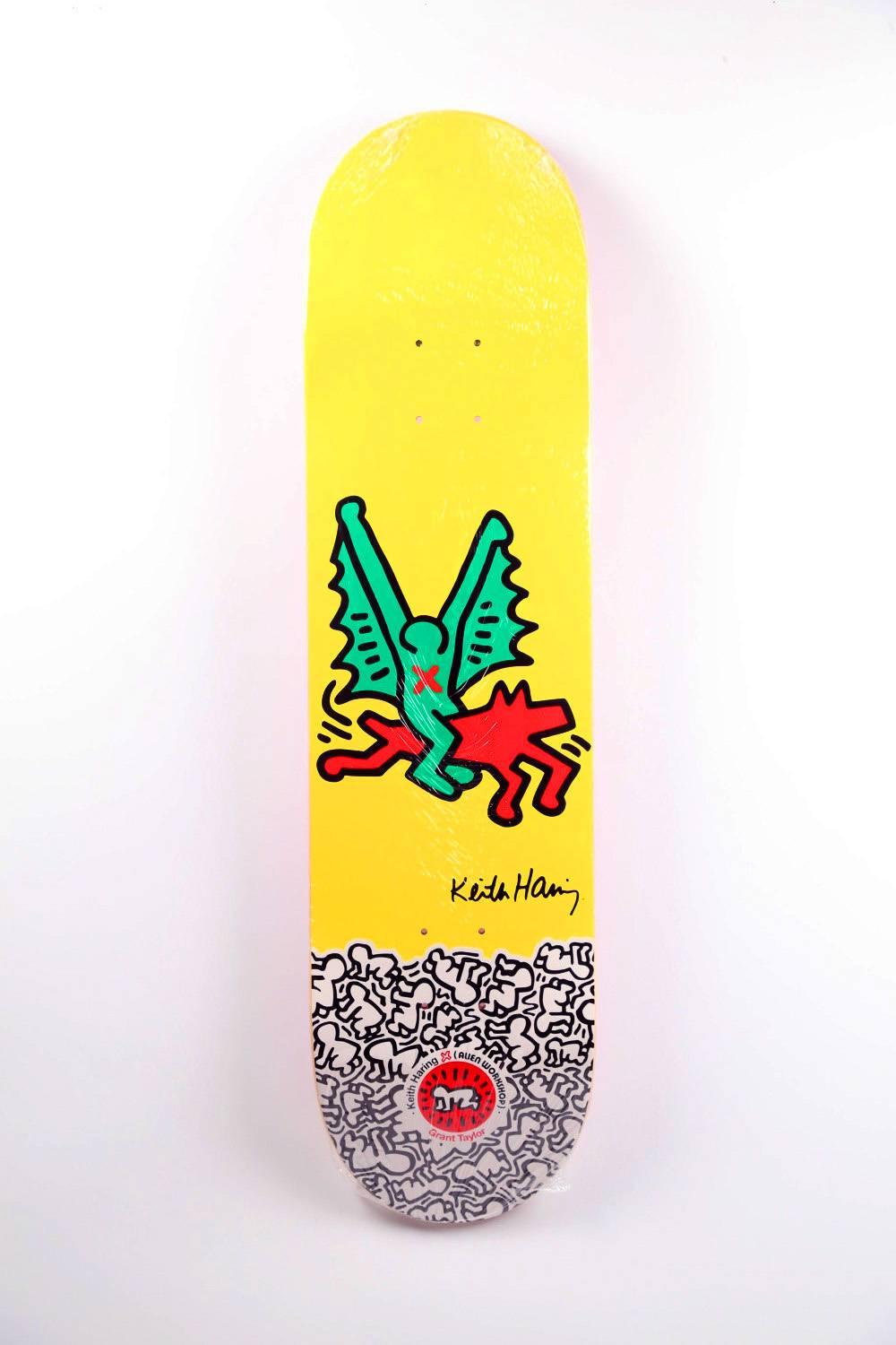 Keith Haring Dragon Skateboard Deck (Yellow) - Art by (after) Keith Haring