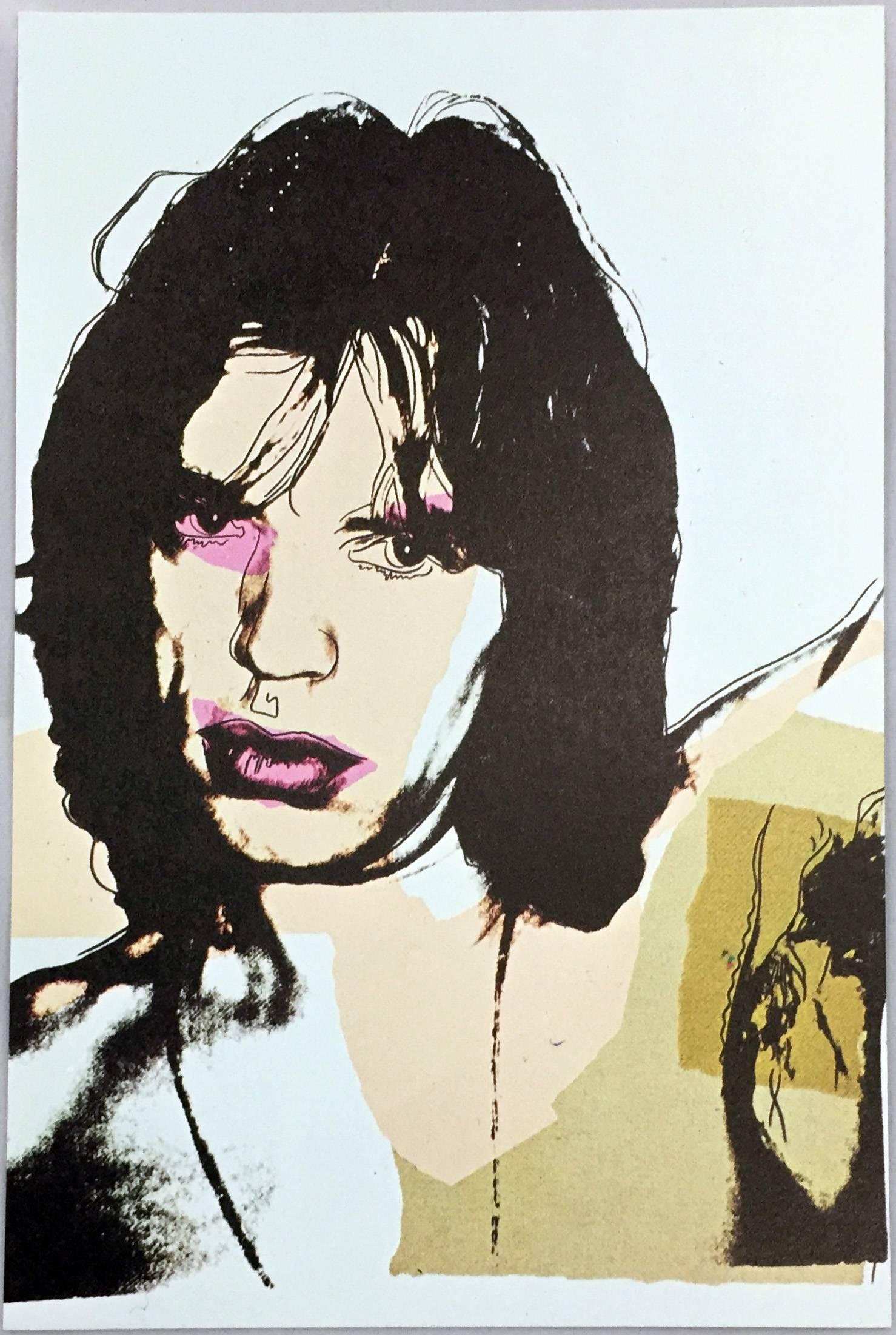 A beautiful set of ten announcement cards published by Castelli Graphics in 1975 to advertise the forthcoming portfolio of ten silkscreen prints by Andy Warhol of Mick Jagger, 1975. This is the first publication not be confused with subsequent later