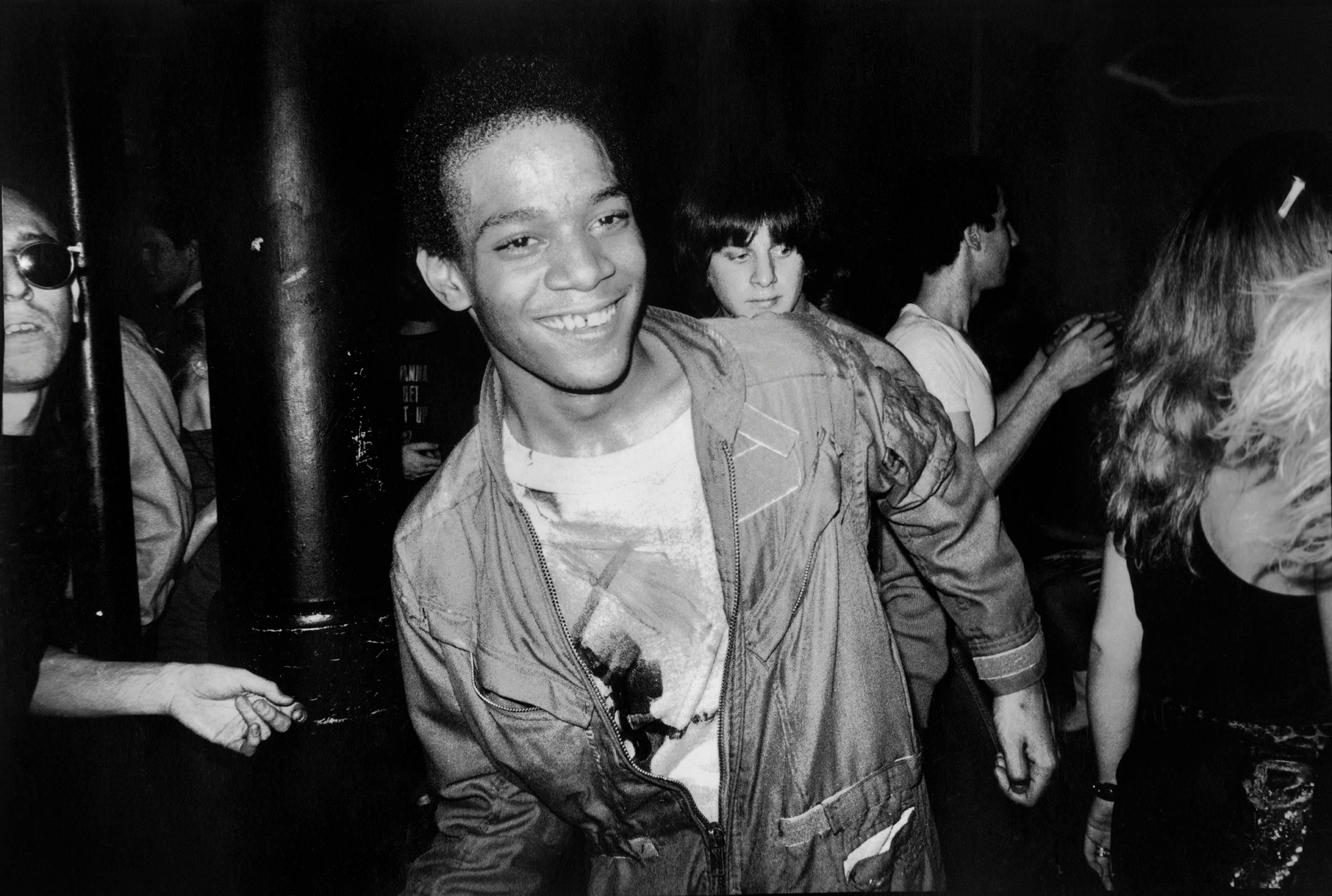 Nicholas Taylor Black and White Photograph - BASQUIAT Dancing at The Mudd Club, 1979 (Boom For Real)