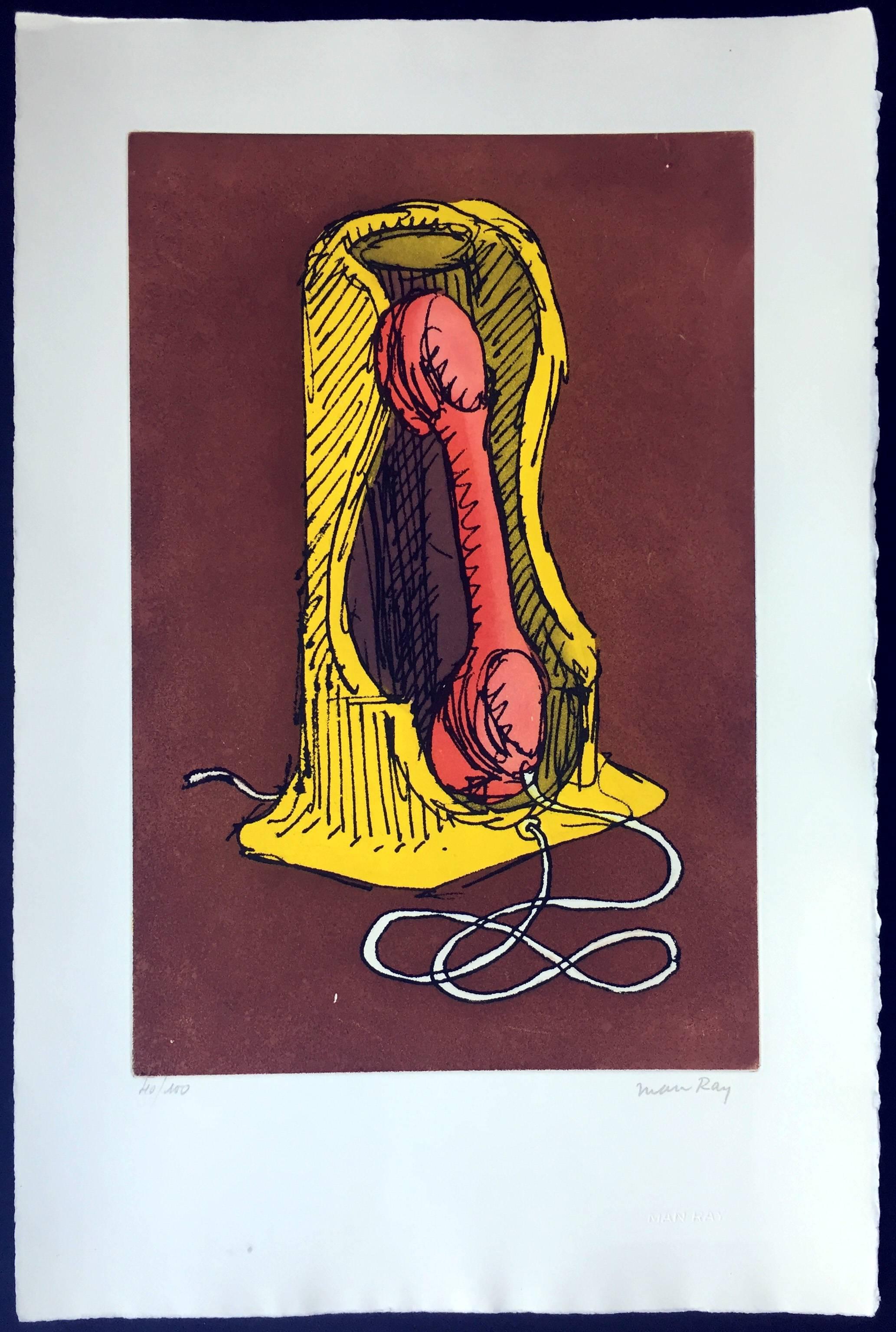 Man Ray Signed Etching (Telephone) 1
