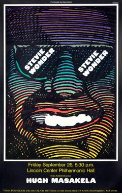 Vintage Milton Glaser Stevie Wonder Concert Poster (Hugh Masakela) 