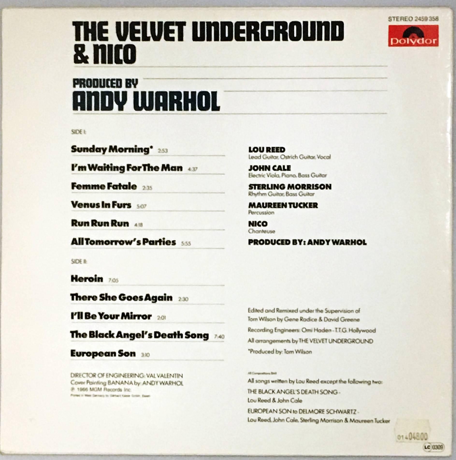 Warhol Banana Cover Art: Nico & The Velvet Underground Vinyl Record 1