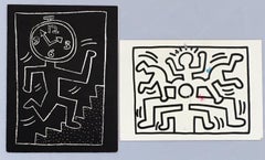 Set of 2 Keith Haring announcement cards (1988 & 1990)