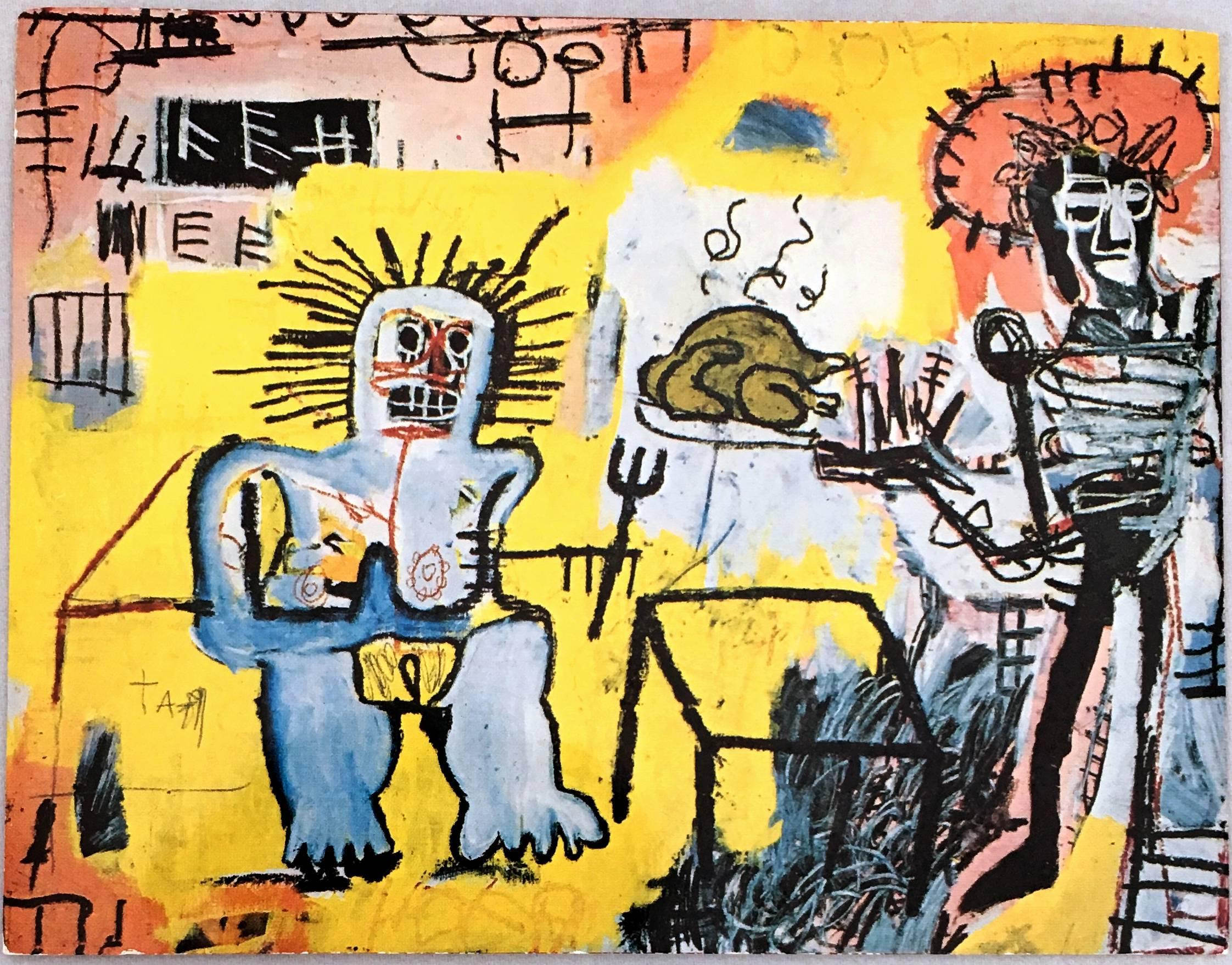 after Jean-Michel Basquiat Abstract Print - Basquiat at Annina Nosei Gallery 1982 announcement card (Basquiat 1982) 