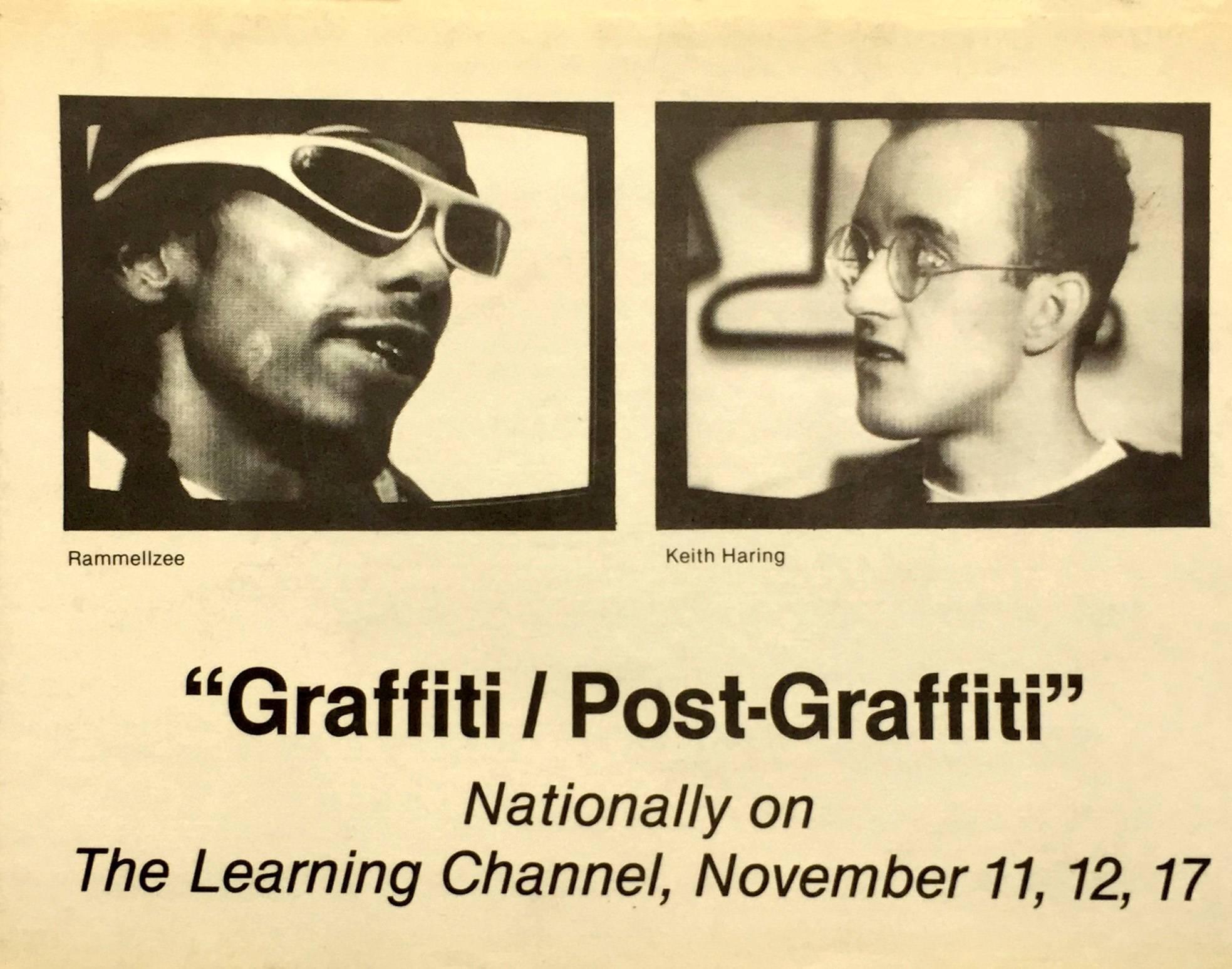Basquiat, Keith Haring vintage graffiti announcement  - Photograph by Unknown