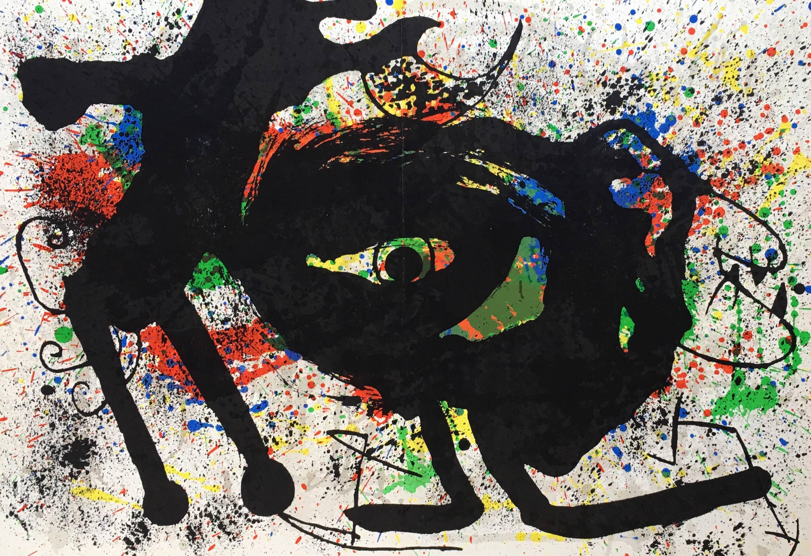 Litografia di Joan Miró degli anni '70 
Portfolio: Derriere Le Miroir, 1973. 

Litografia off-set a colori.
15x22 pollici.
Pieghettatura centrale come da edizione; condizioni generali molto buone.
Non firmato da un'edizione sconosciuta. 

Derrière