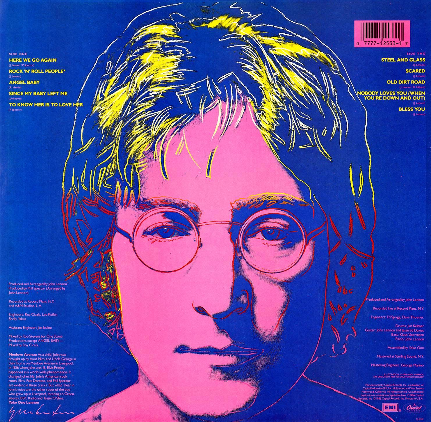 Andy Warhol, John Lennon 1986
Rare sought-after Andy Warhol John Lennon Vinyl Record Art:
Offset illustrated by Andy Warhol shortly before his death in 1986 for the estate of John Lennon/Capital Records. 

Off-Set Print on Vinyl Record Cover
12 x 12