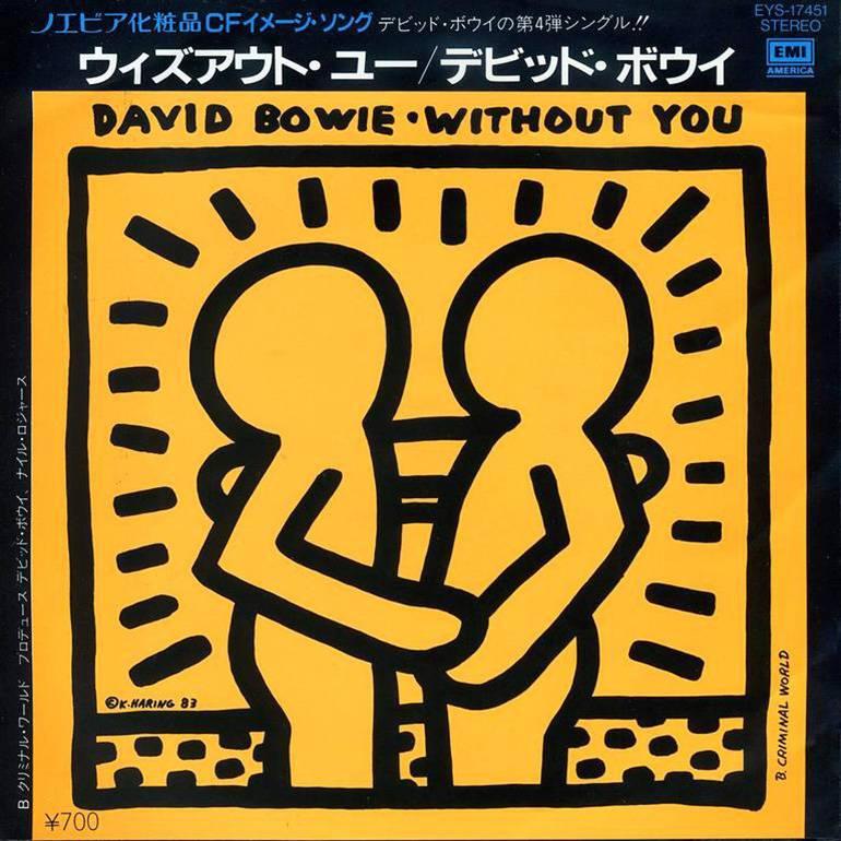 David BOWIE "Without You" A Rare Highly Sought After Vinyl Art Cover featuring Original Artwork by Keith Haring

Rare Japan 1st Pressing 1983

Medium: Off-Set Lithograph

Dimensions: 7 x 7 inches

Plate signed on lower left & dated 1983 
Truly