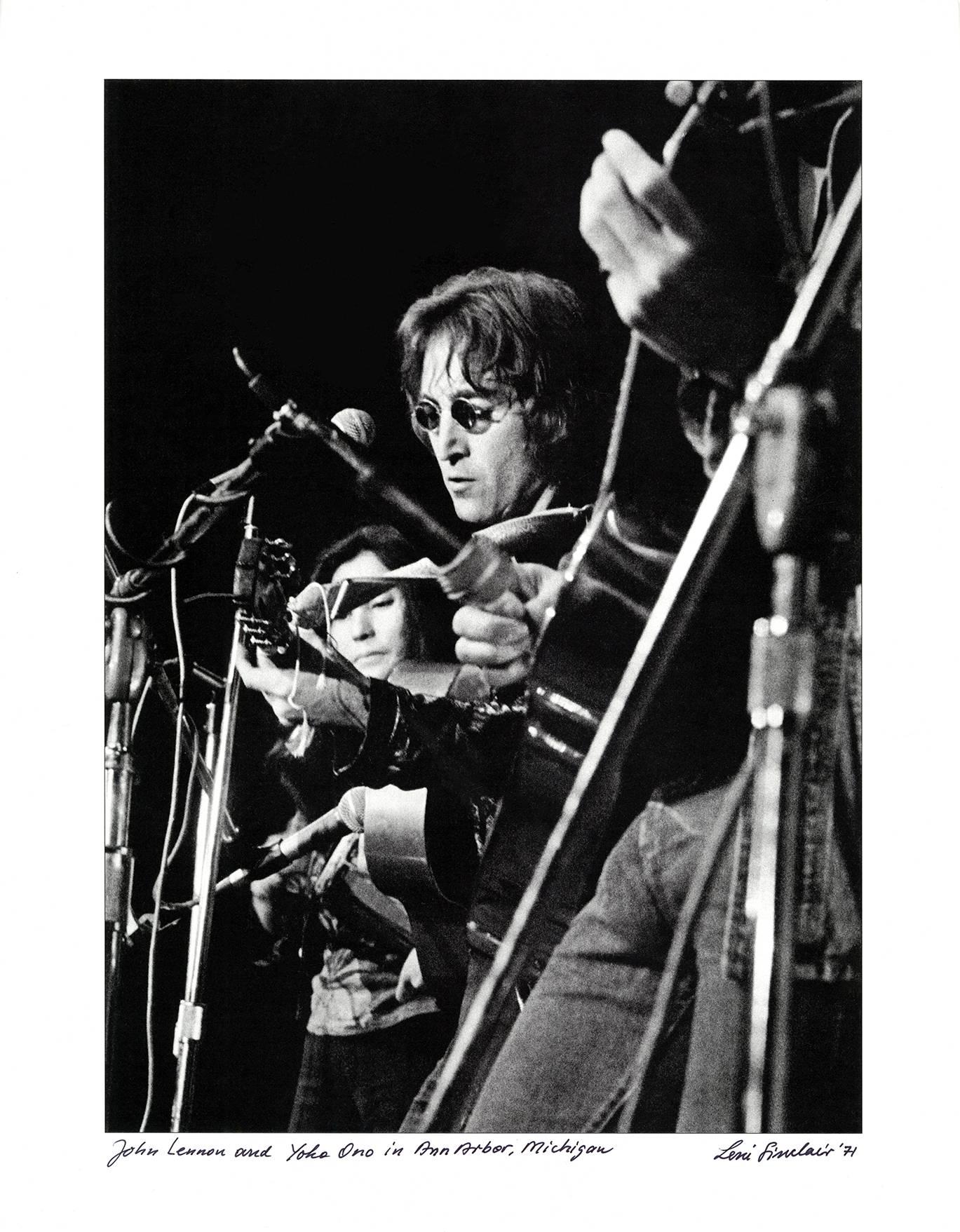 Leni Sinclair Black and White Photograph - John Lennon photograph Detroit, 1971 (photo of John Lennon)
