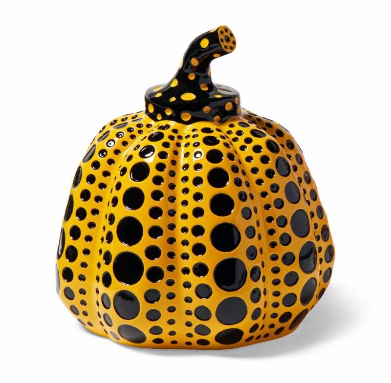 Yayoi Kusama Set of Two Pumpkins: Yellow and Black / Red and White
An iconic, vibrantly colored pop art set - these small Kusama pumpkin sculptures feature the universal polka dot patterns and bold colors for which the artist is perhaps best known.