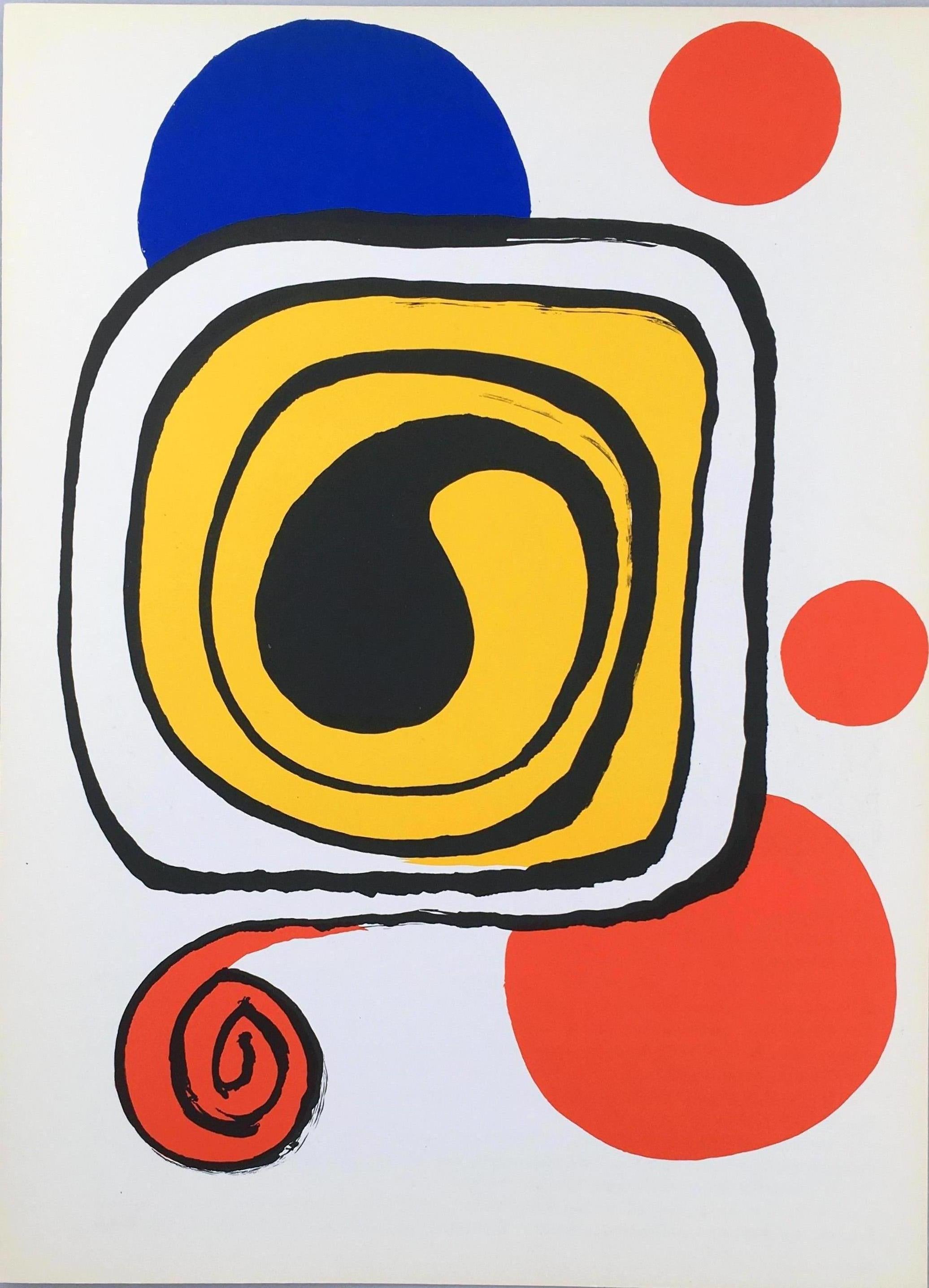 Vintage Original Alexander Calder Lithograph 1971 
Portfolio: Derriere Le Miroir
Published by: Galerie Maeght, Paris, 1971

Medium: Lithograph in colors
Dimension: 11 x 15 inches
Condition: Very good condition for its age 
Unsigned from an edition