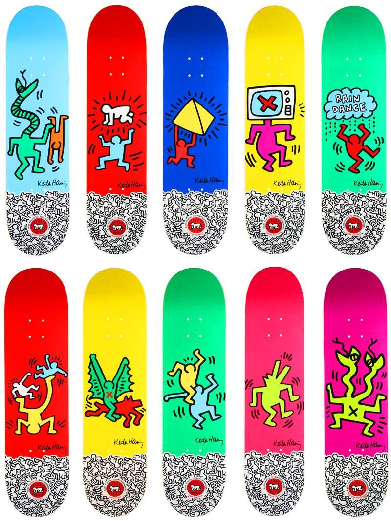 (after) Keith Haring Figurative Print - Keith Haring skateboard decks (set of 10)