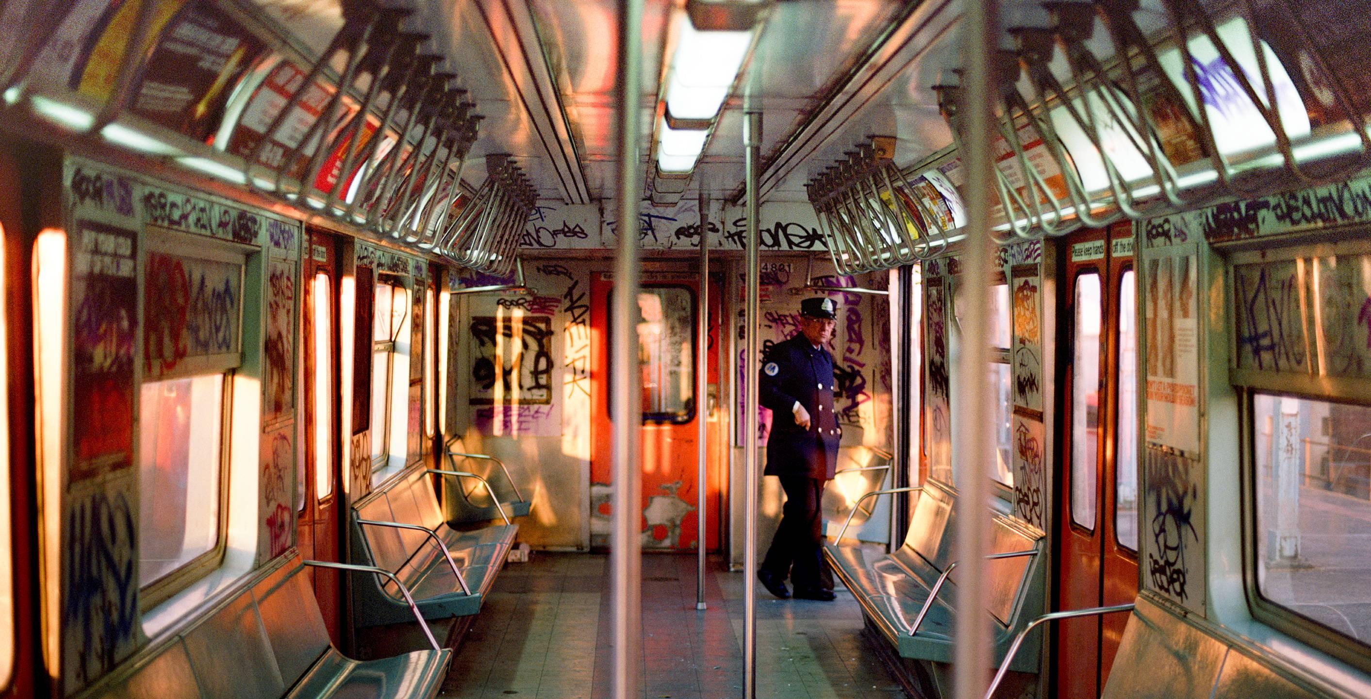 Train Conductor, New York City, 1985 (1980s NY subway art photograph) - Photograph by Robert Herman