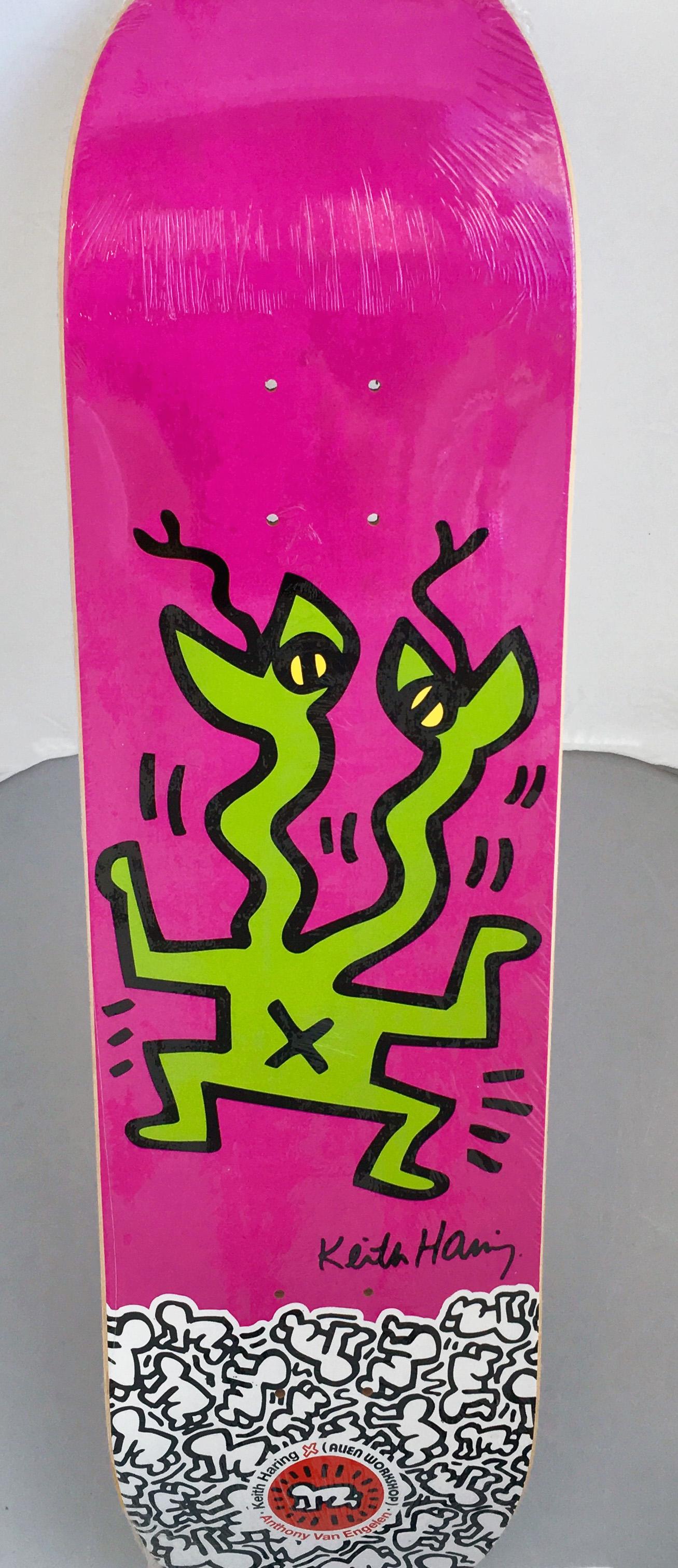 Keith Haring Skateboard Deck (Purple) - Mixed Media Art by (after) Keith Haring