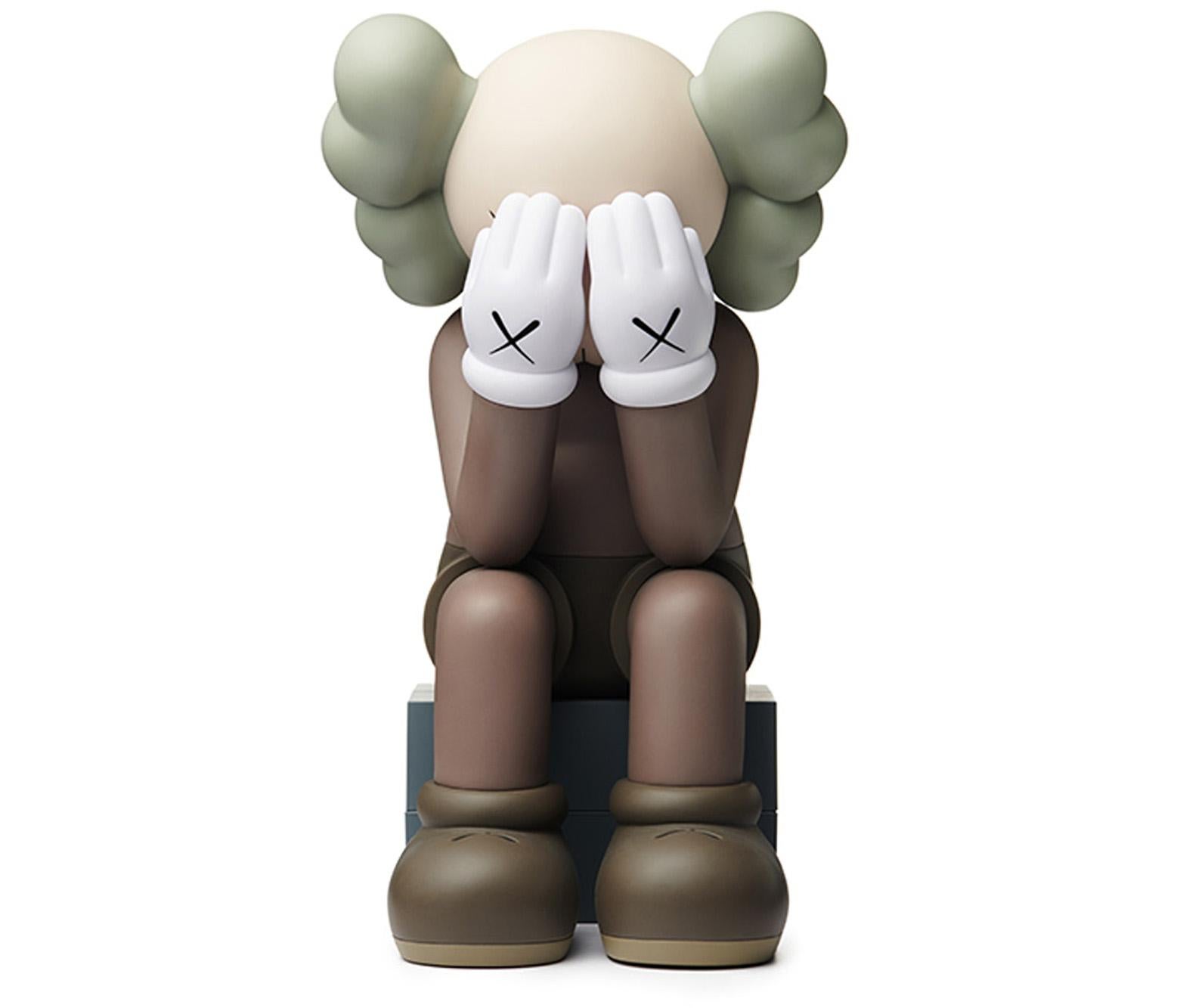 KAWS Brown Passing Through Companion 2018. New and sealed in its original packaging. 
The most iconic of the KAWS Companions, this passing through piece was published by KAWS One, and has since sold out.

Medium: Vinyl
Year: 2018
Dimensions: 8 × 3.4