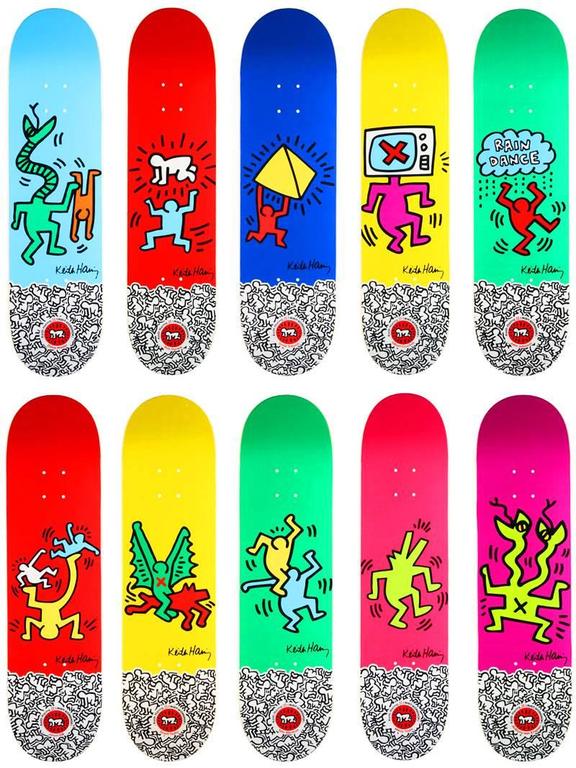 Keith Haring Keith Haring A Complete Set of 10 Skate Decks at 1stDibs