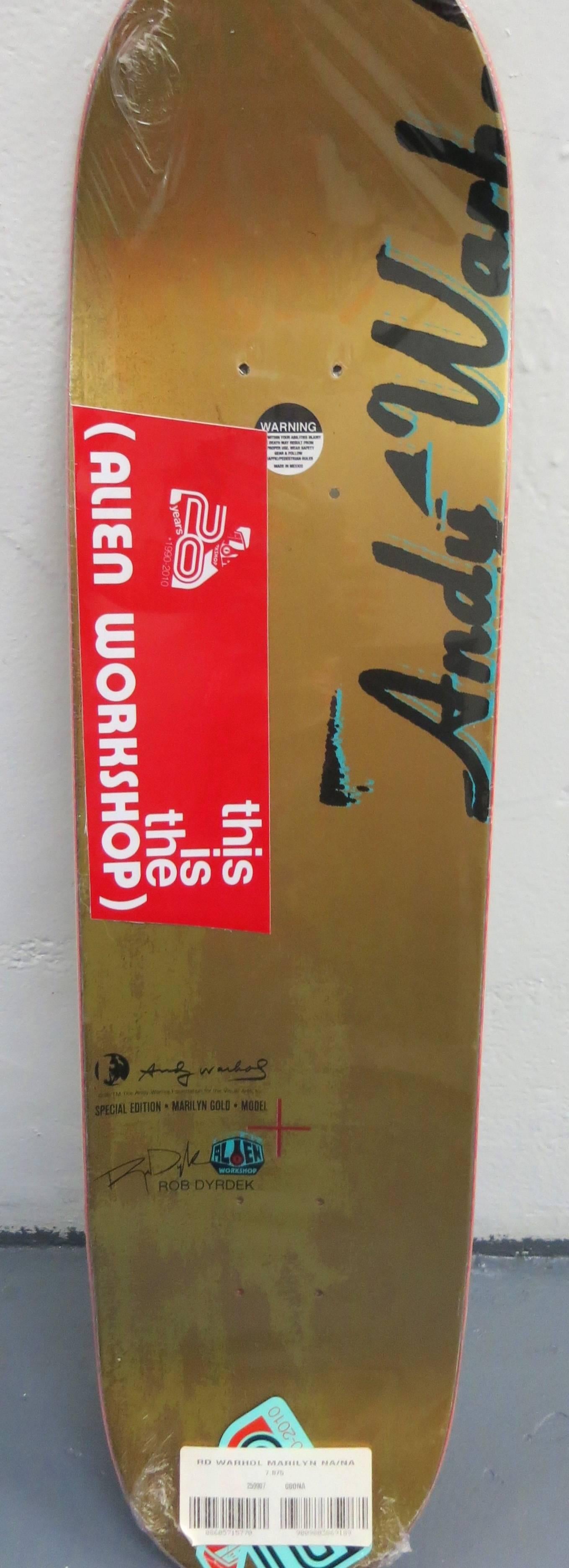 Rare Out of Print Andy Warhol Marilyn Skate Deck: New in its original packaging. Perhaps the most sought after of all Warhol decks.

This work originated circa 2010 as a result of the collaboration between Alien Workshop and the Andy Warhol