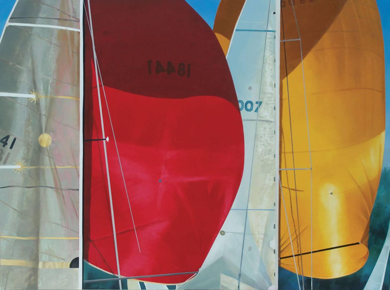 Red and Yellow Spinnaker - Painting by Kay Bradner