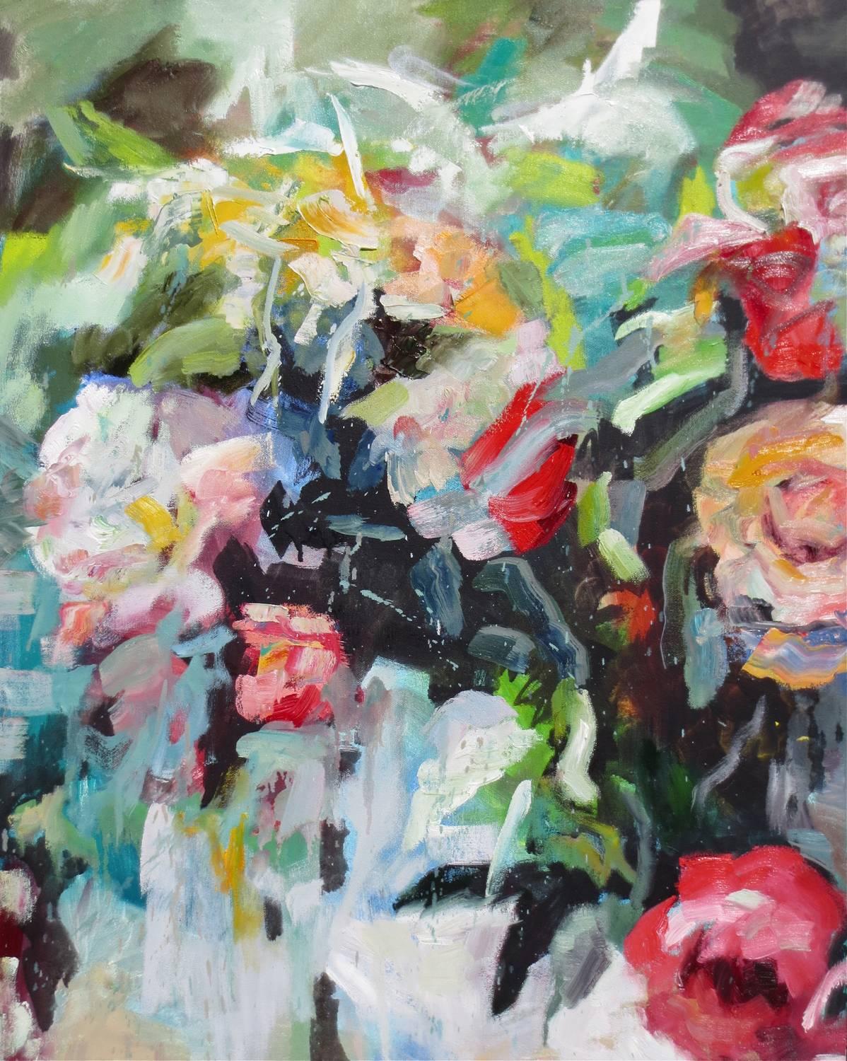 Kim Ford Kitz Landscape Painting - Roses and Peonies
