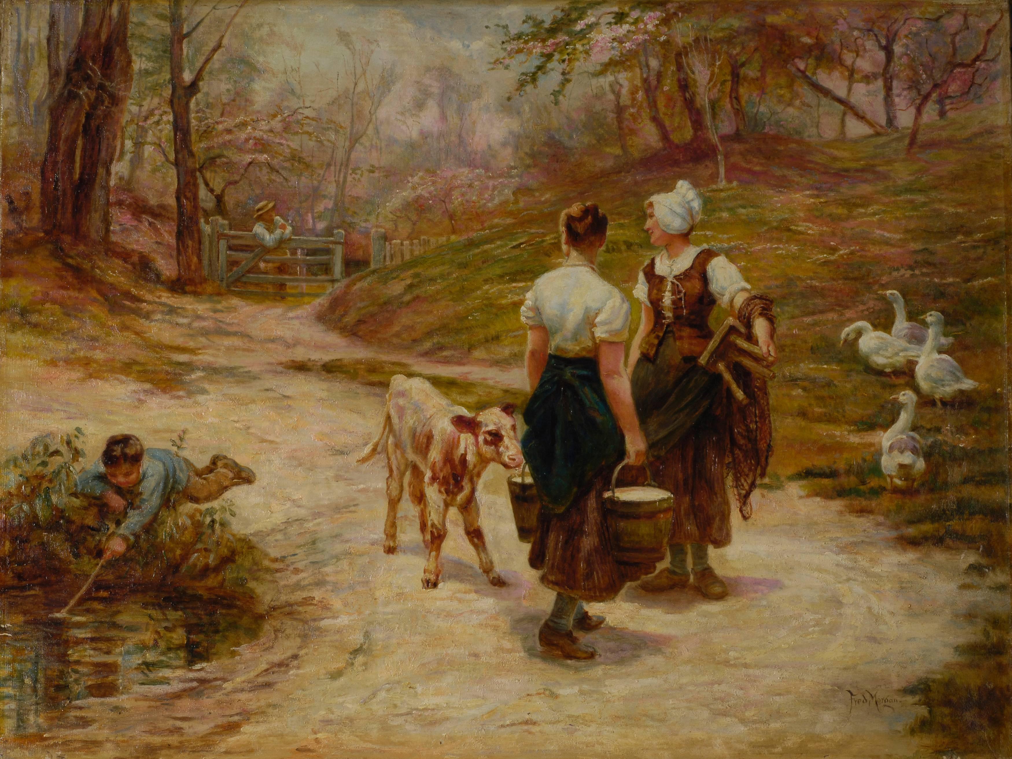 Frederick Morgan Figurative Painting - Landscape with Figures