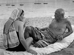 Picasso et Cathy (fille de Jacqueline), Plage de Cannes