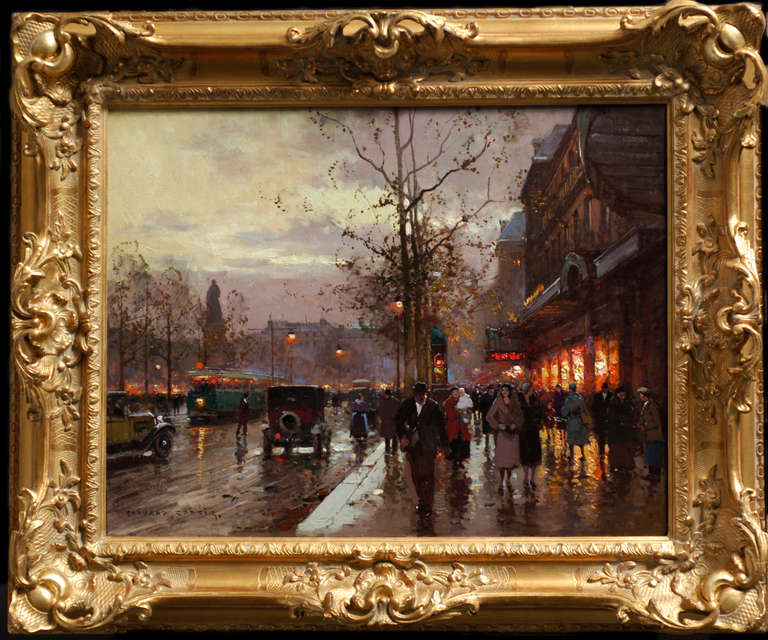 Place de la Republique - Post-Impressionist Painting by Édouard Leon Cortès