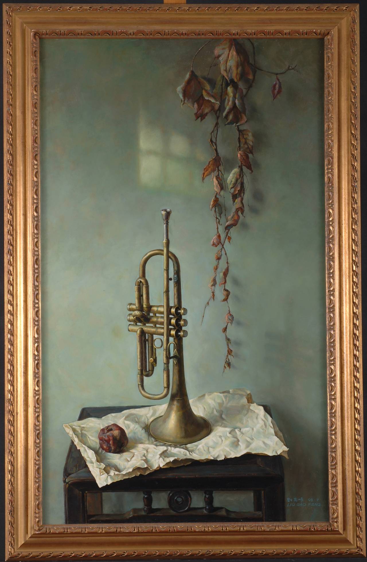 Nature morte à la trompette - Painting de Liu Gao Feng