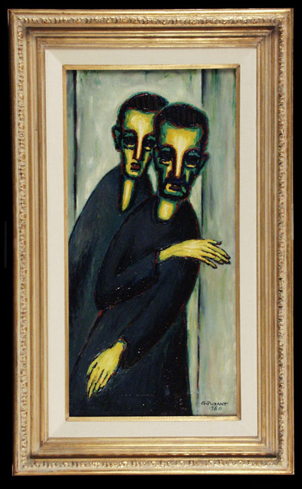 Two Men - Painting by Puzant Godjamanian