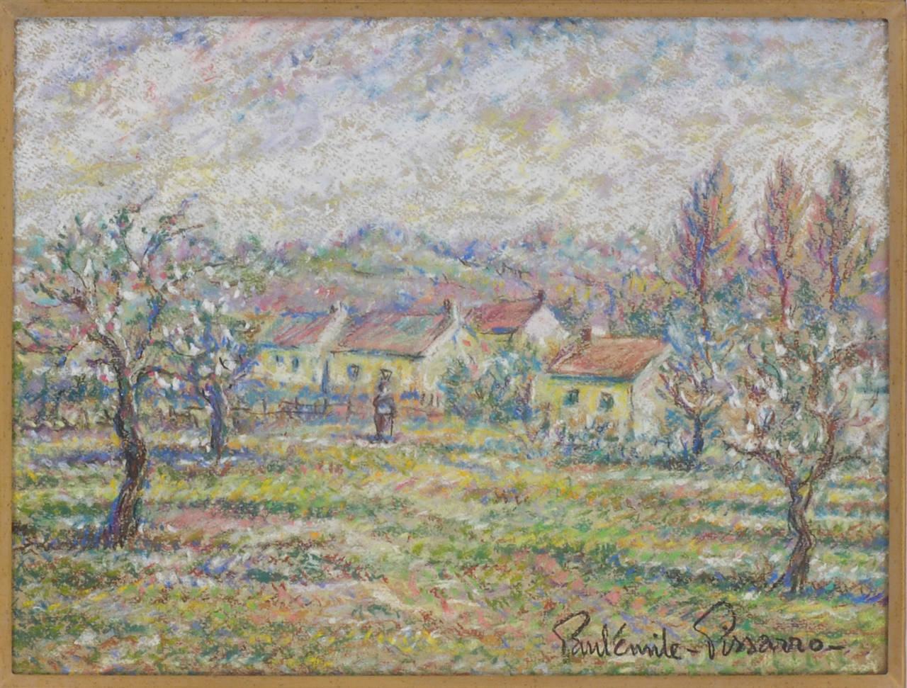 Paul Emile Pissarro Landscape Art - Stroll Through an Orchard