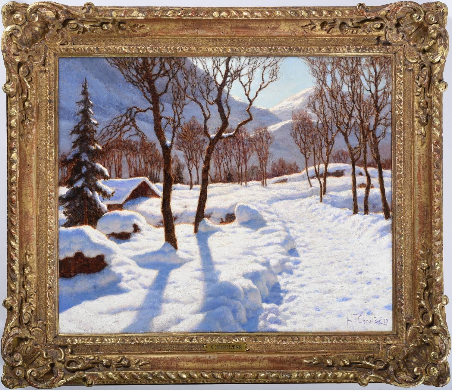Scene d'Hiver dans les Alpes - Painting by Ivan Fedorovich Choultse